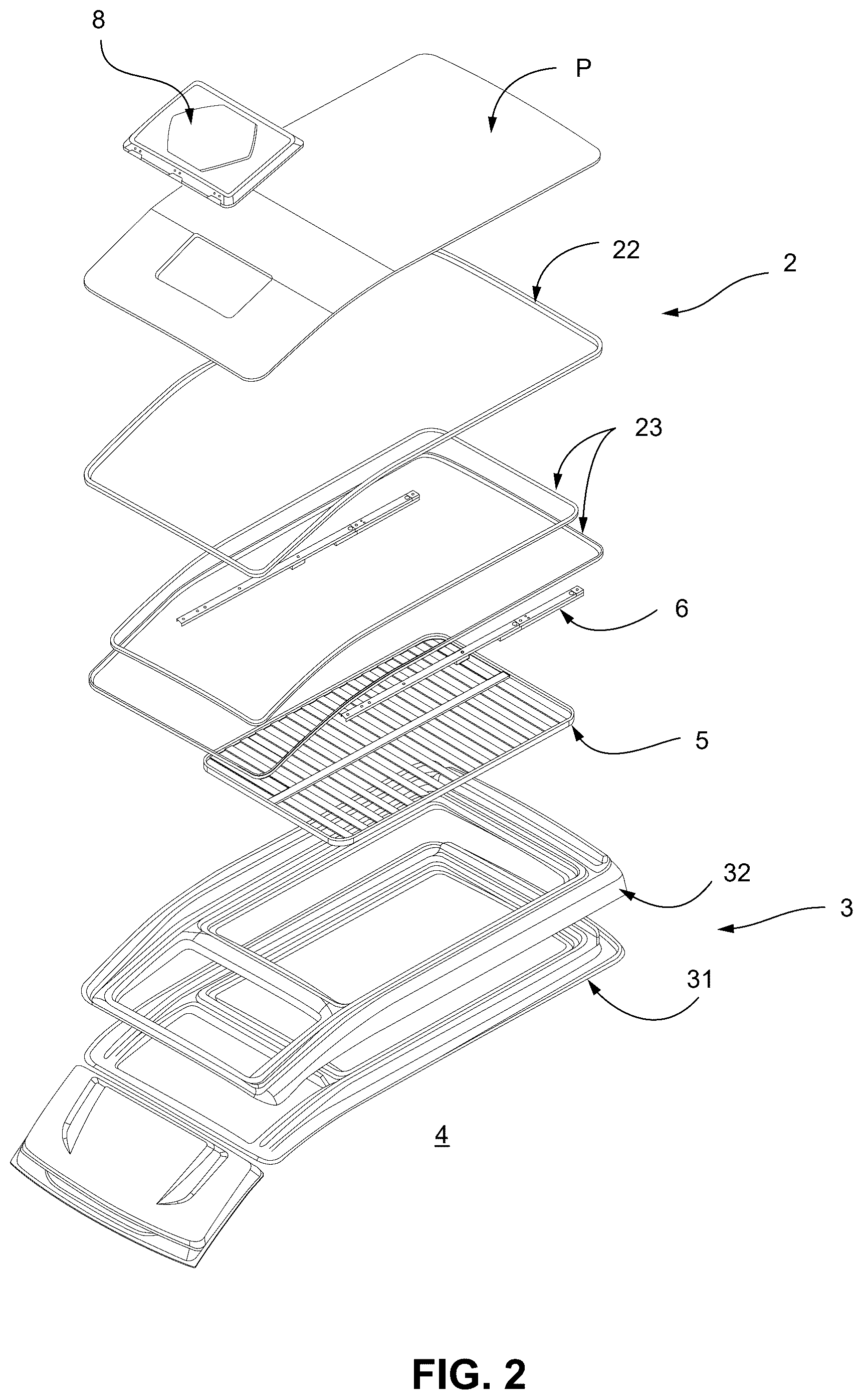 Patent US12472804 Figure 2 – Liftable roof for recreational vehicles