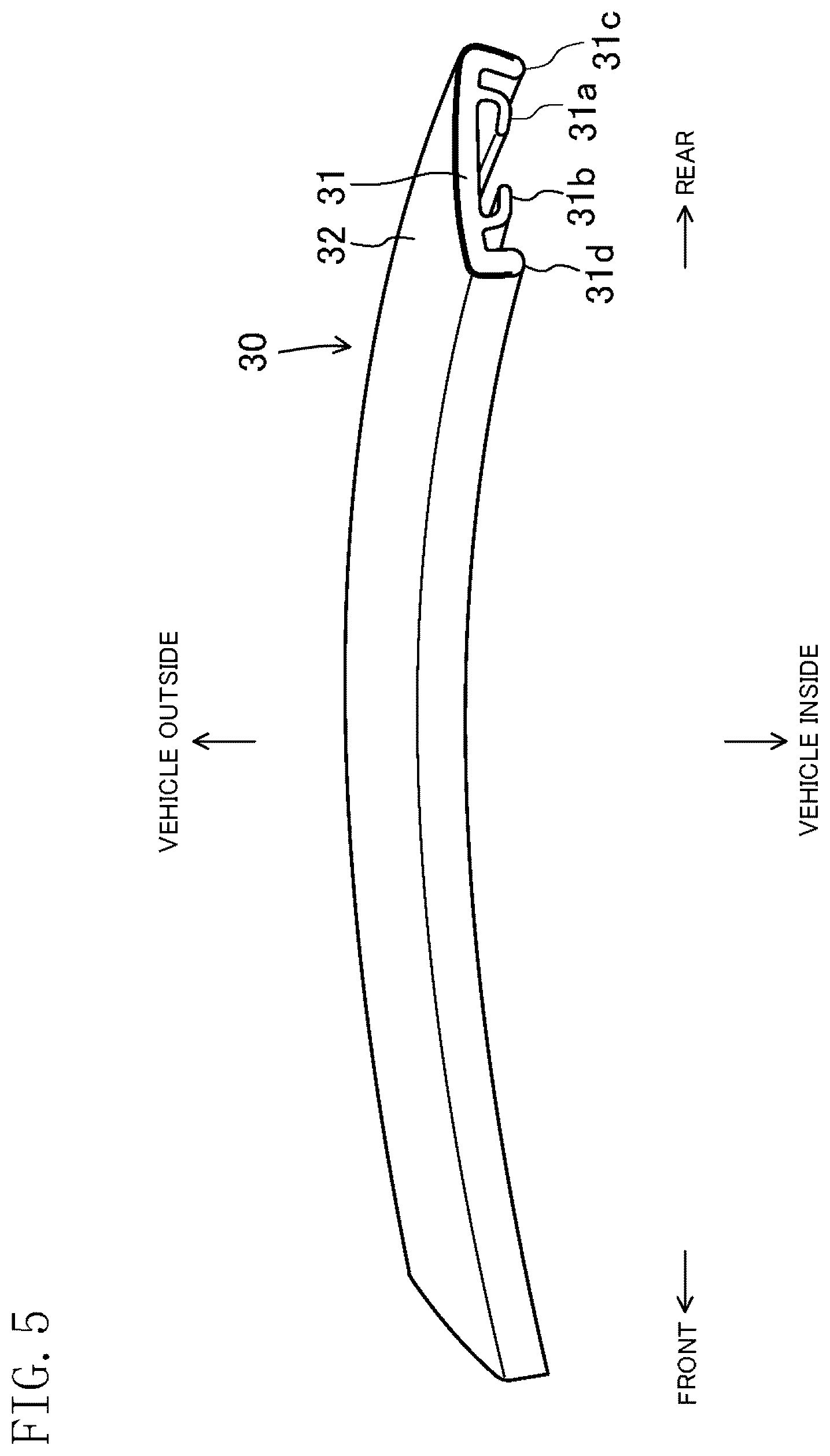 Patent US12472805 Figure 5 – Glass run for automotive door