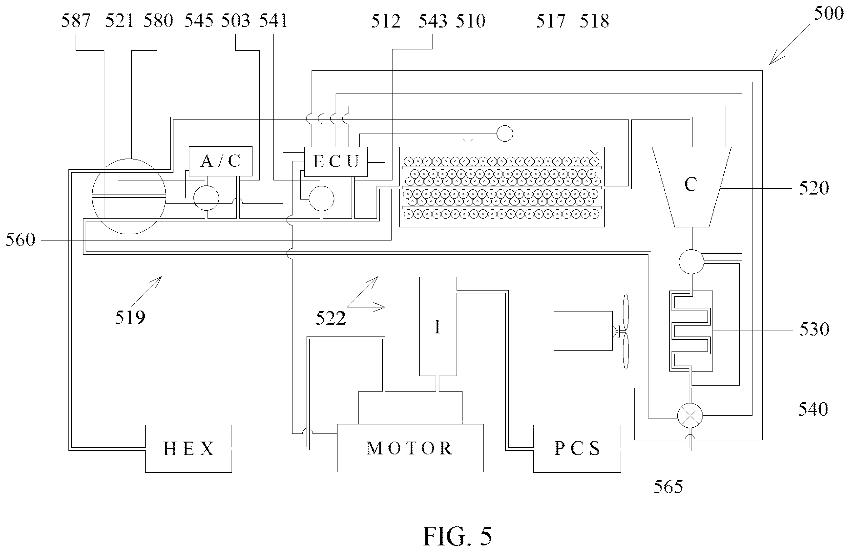 Patent US12472810 Figure 5 – Thermal management system for at least one module of an electrically powered vehicle