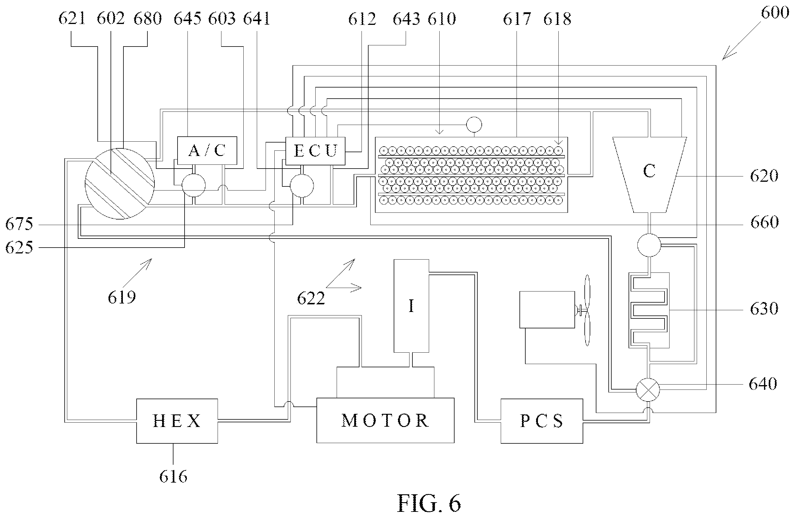 Patent US12472810 Figure 6 – Thermal management system for at least one module of an electrically powered vehicle