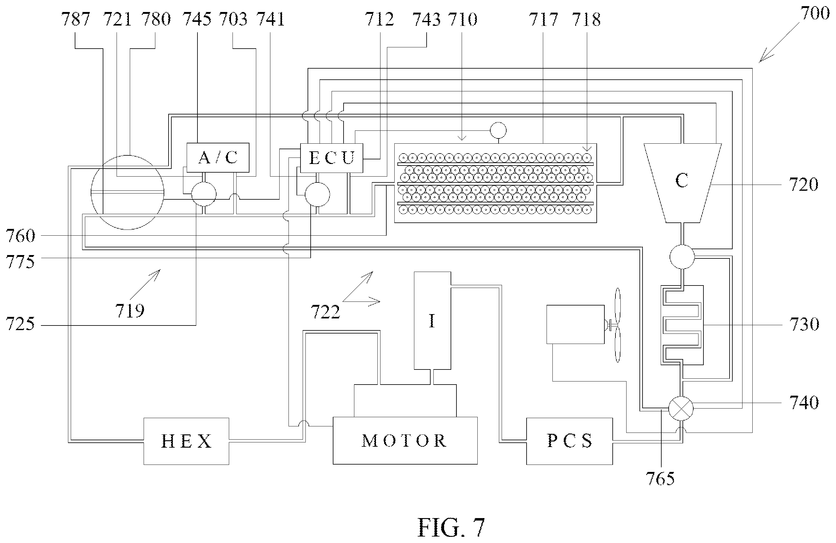 Patent US12472810 Figure 7 – Thermal management system for at least one module of an electrically powered vehicle