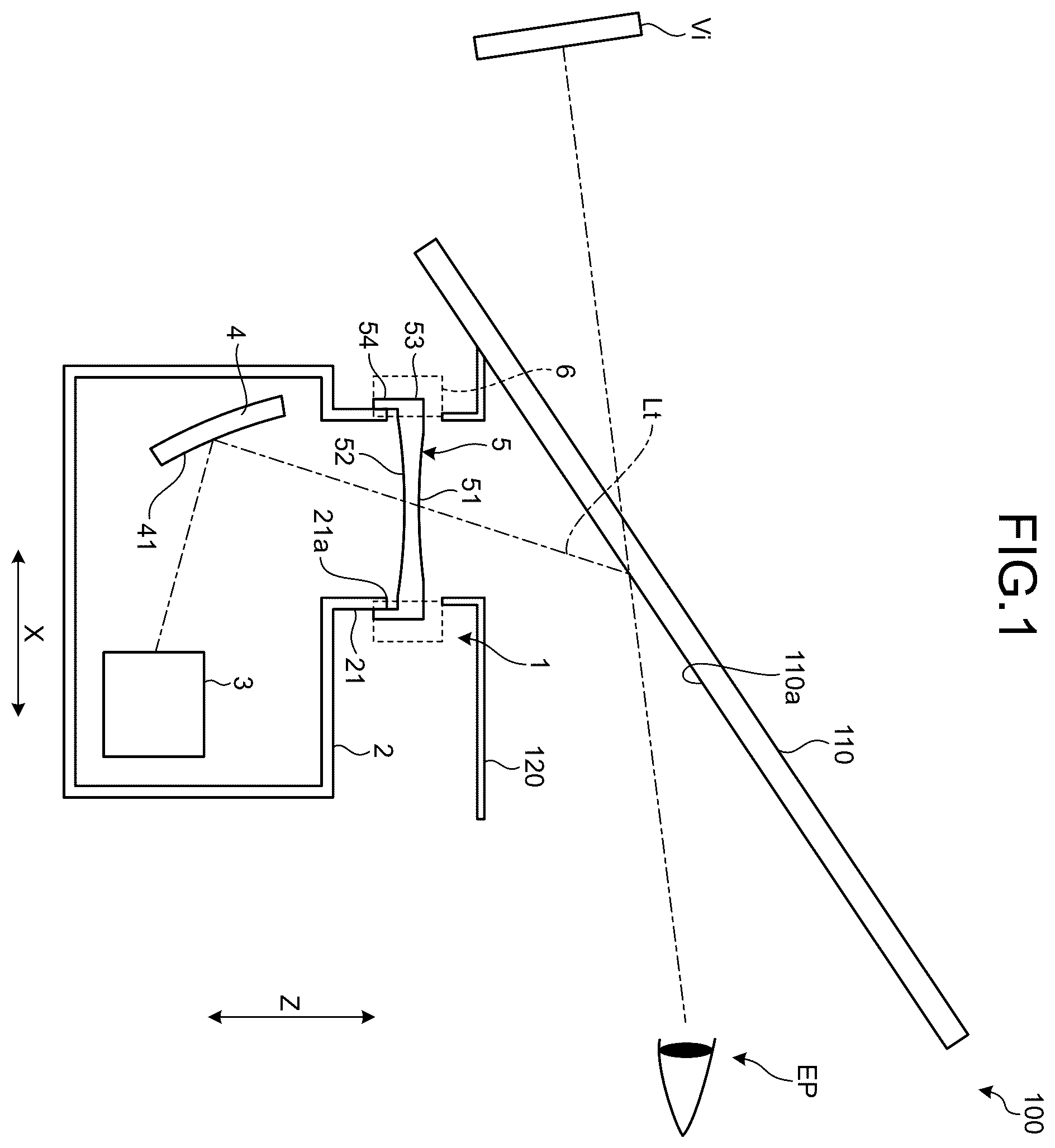 Patent US12472821 Figure 1 – Vehicle display device