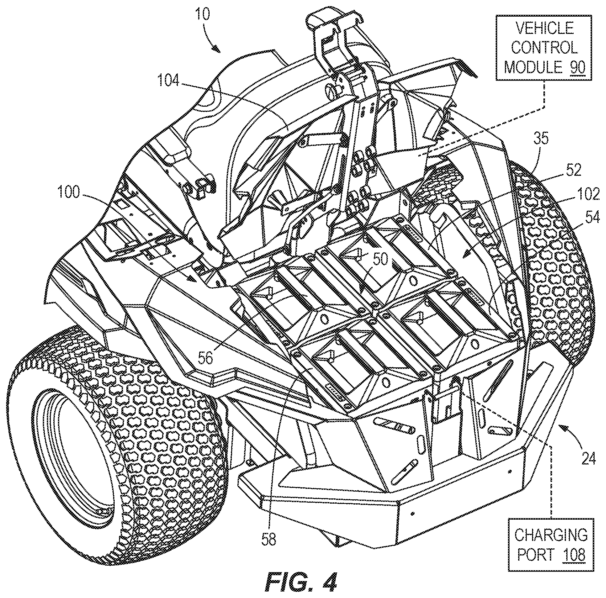 Patent US12472839 Figure 4 – Power source and control system for a lawn mower