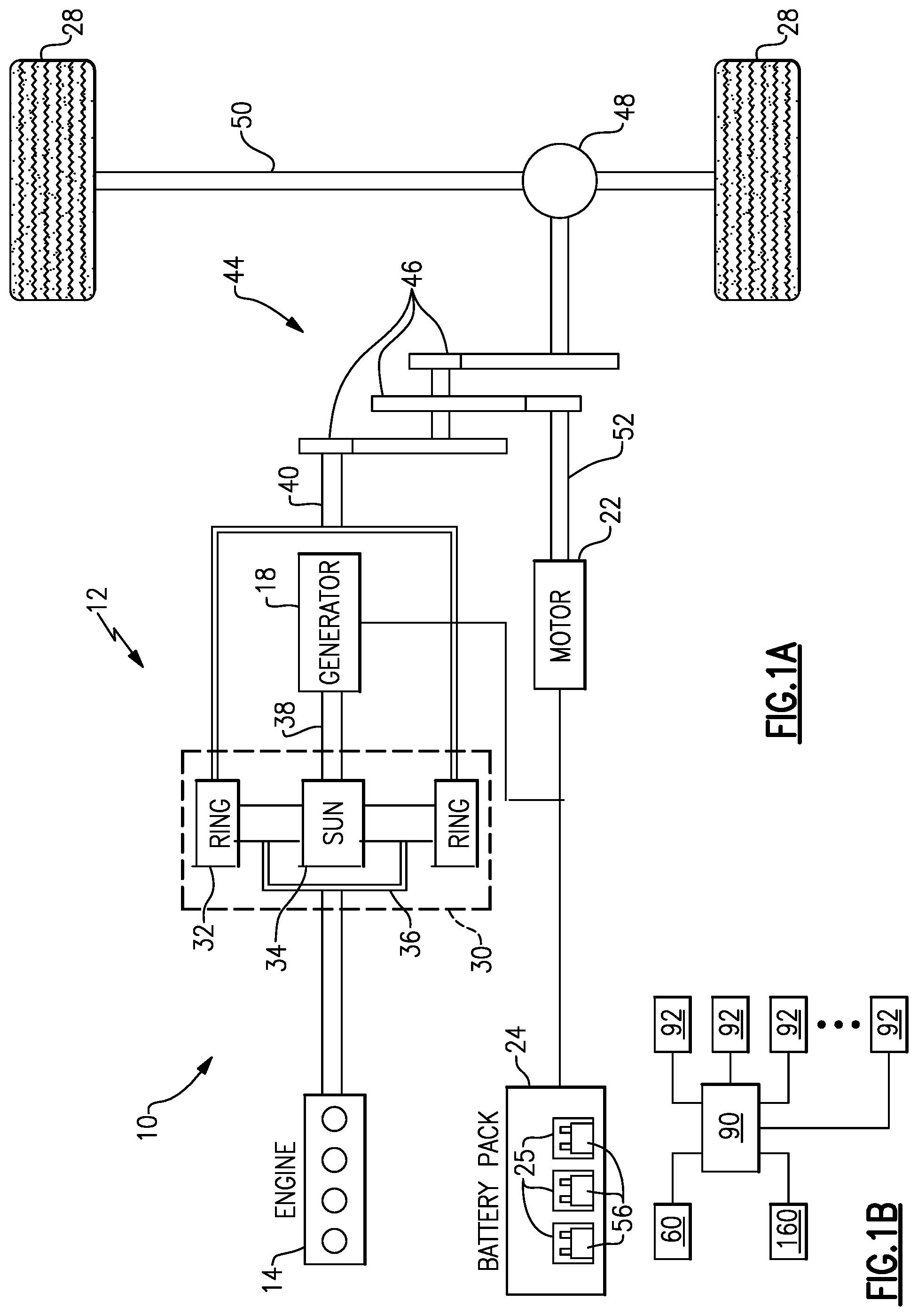 Patent US12472846 Figure 1 – Thermal management system for electrified vehicle using power electronics heat for heating a battery