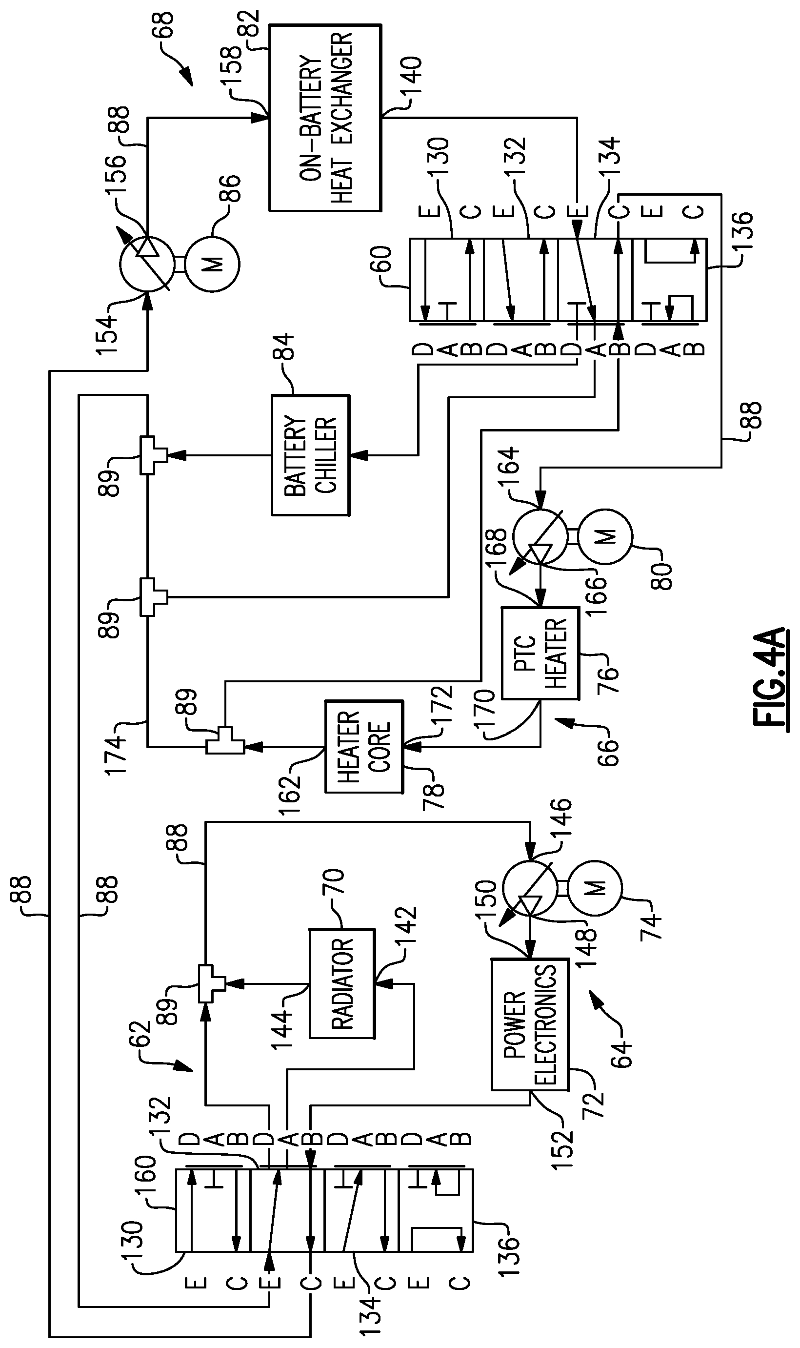 Patent US12472846 Figure 5 – Thermal management system for electrified vehicle using power electronics heat for heating a battery