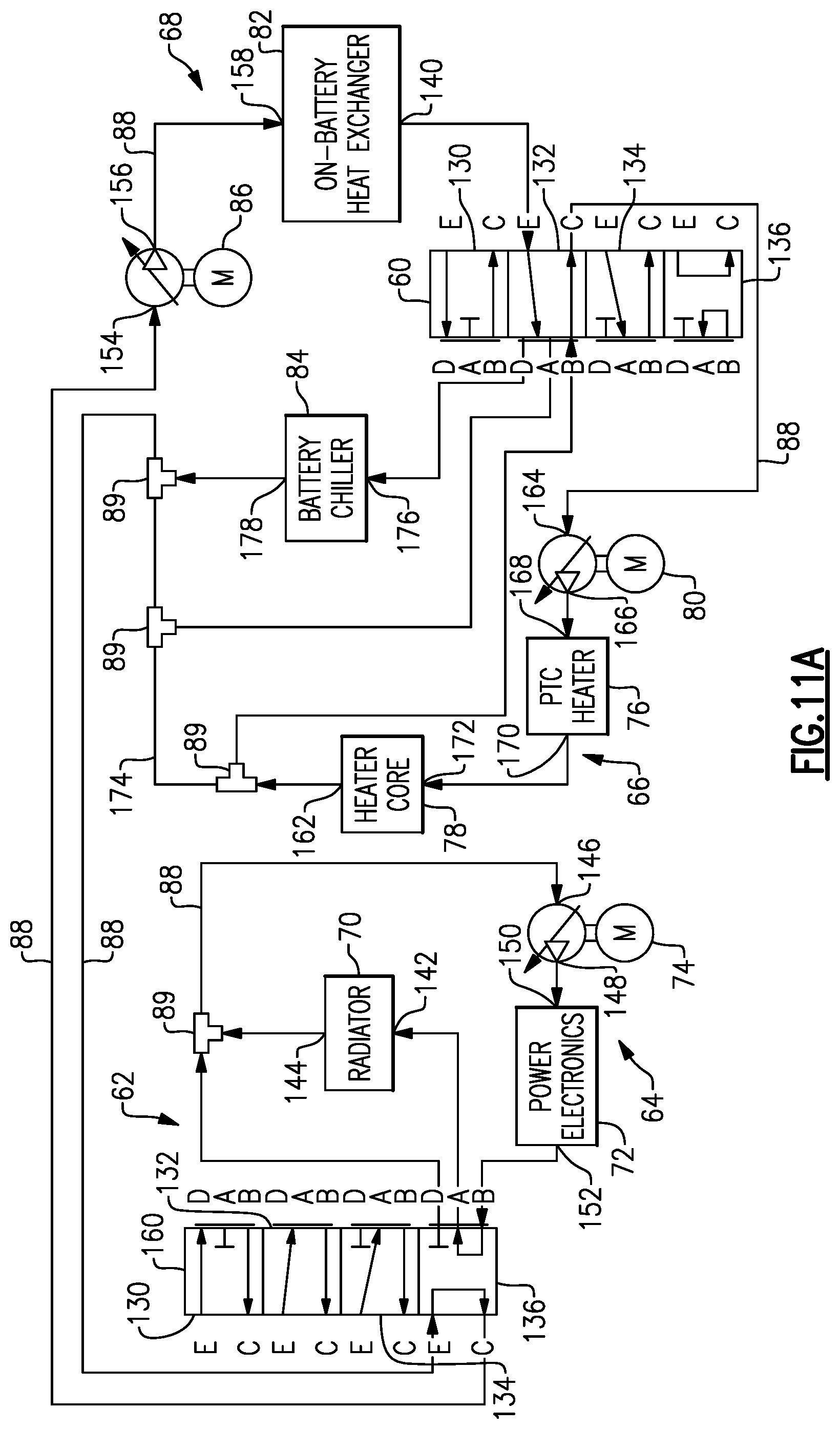 Patent US12472846 Figure 19 – Thermal management system for electrified vehicle using power electronics heat for heating a battery
