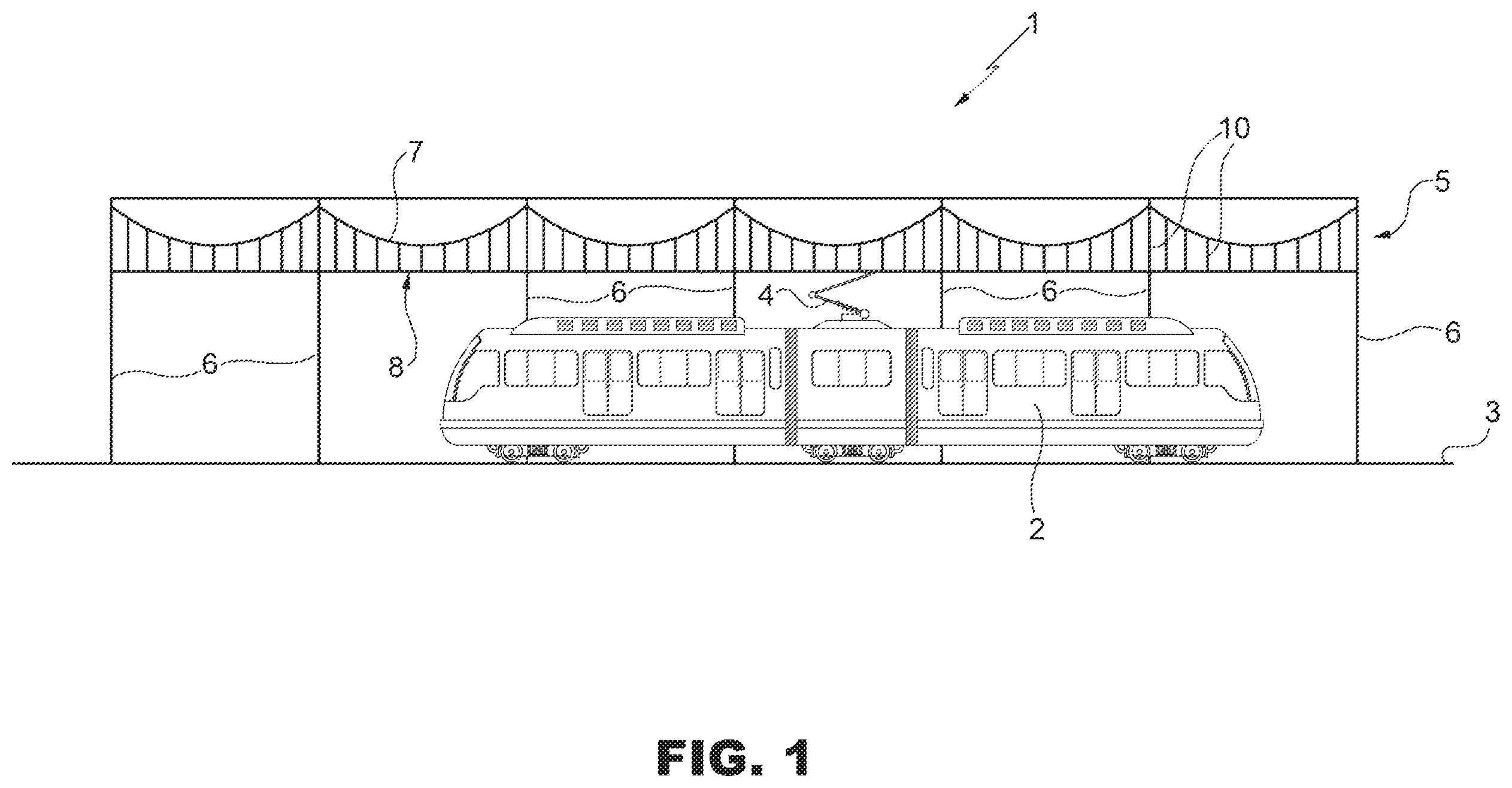 Patent US12472847 Figure 1 – Hanger supporting of a suspended contact wire of a supply electric aerial railway line and an electric aerial railway line comprising said hanger