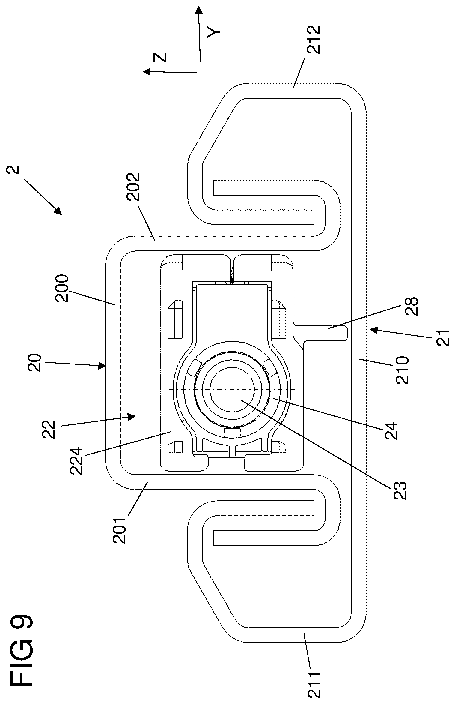 Patent US12472850 Figure 5 – Adjustment device for a vehicle subassembly having an adjustment mechanism and a supporting element