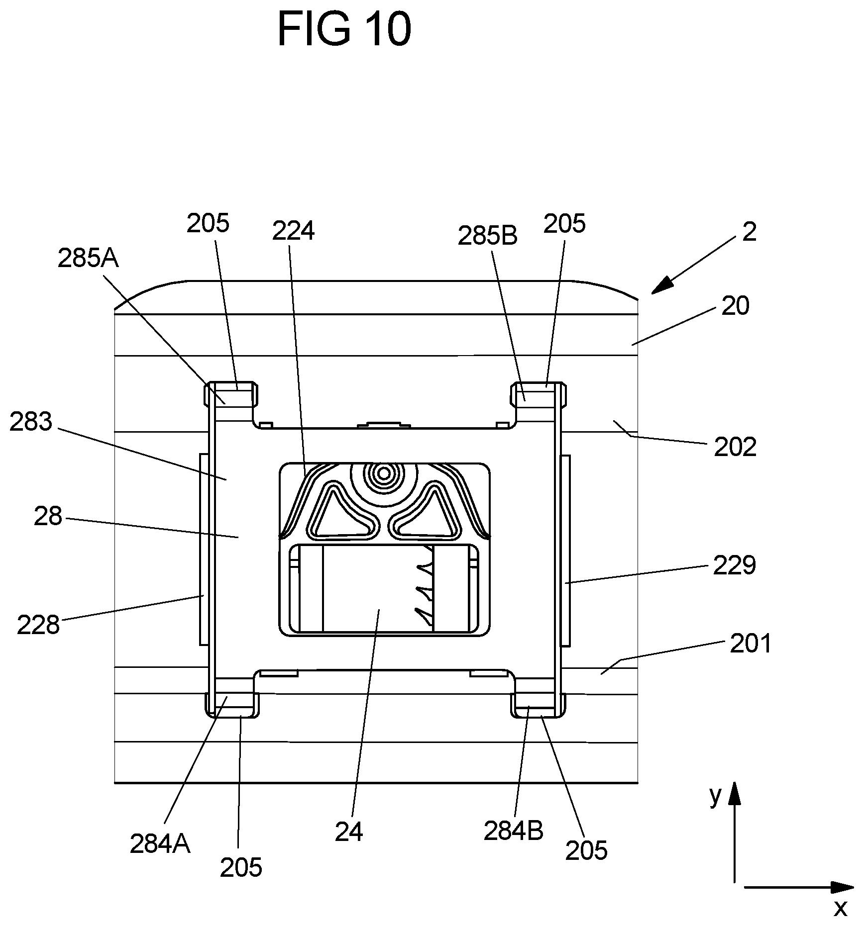 Patent US12472850 Figure 6 – Adjustment device for a vehicle subassembly having an adjustment mechanism and a supporting element