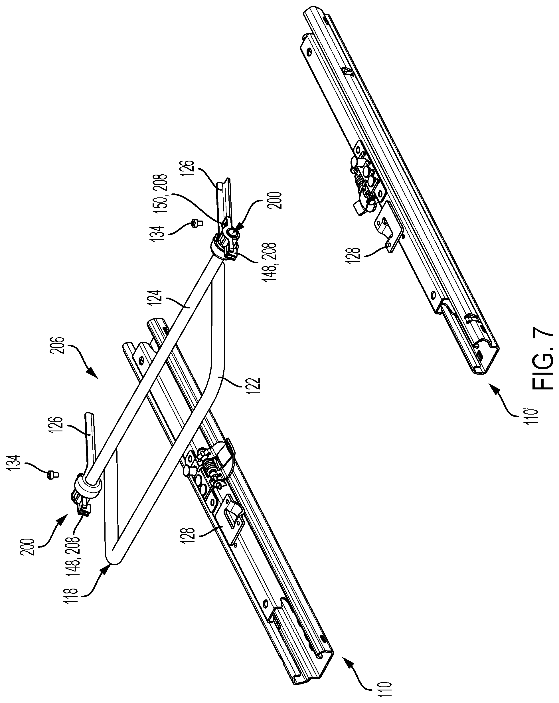 Patent US12472851 Figure 8 – Vehicle seat longitudinal adjustment assembly