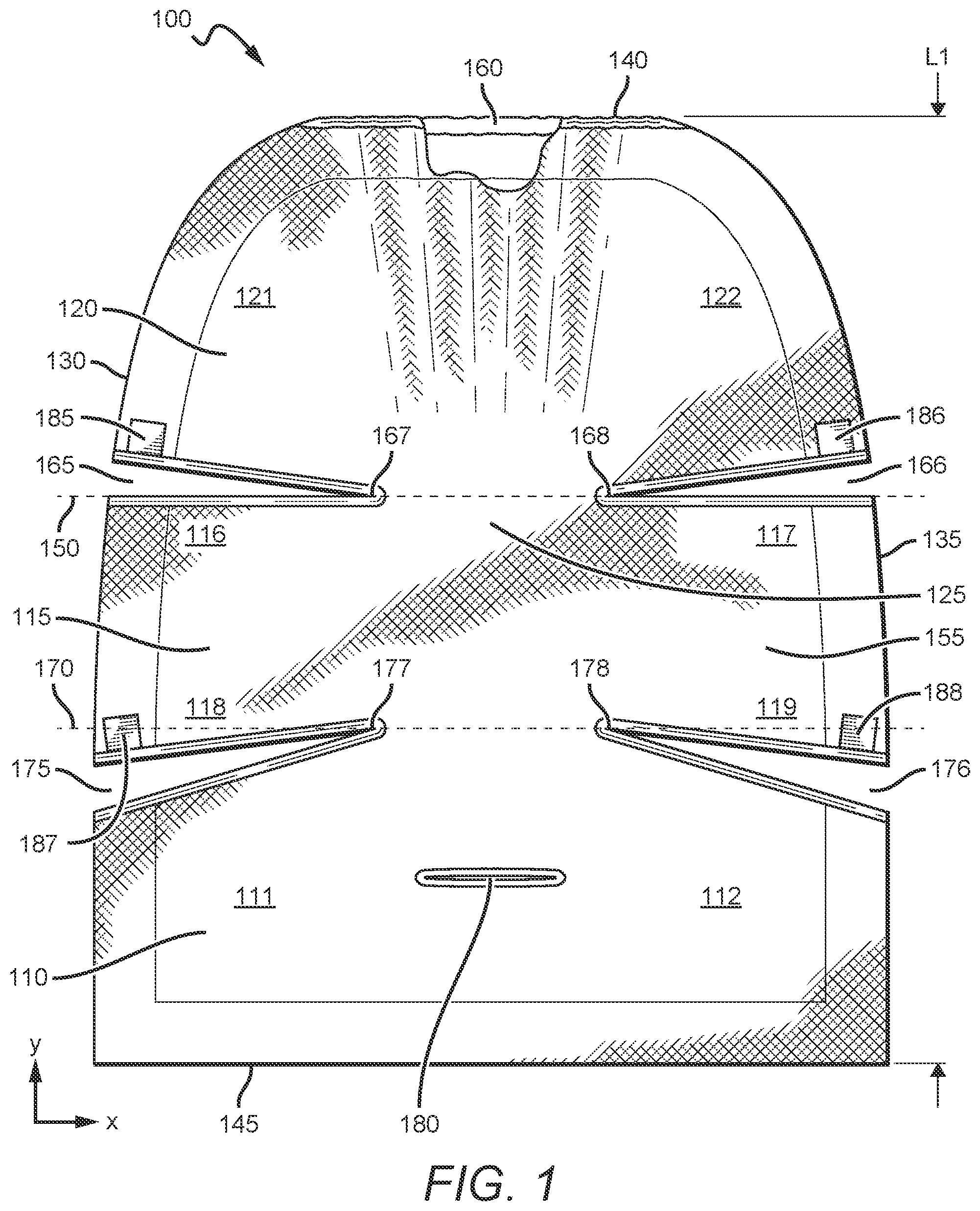 Patent US12472856 Figure 1 – Car seat liner