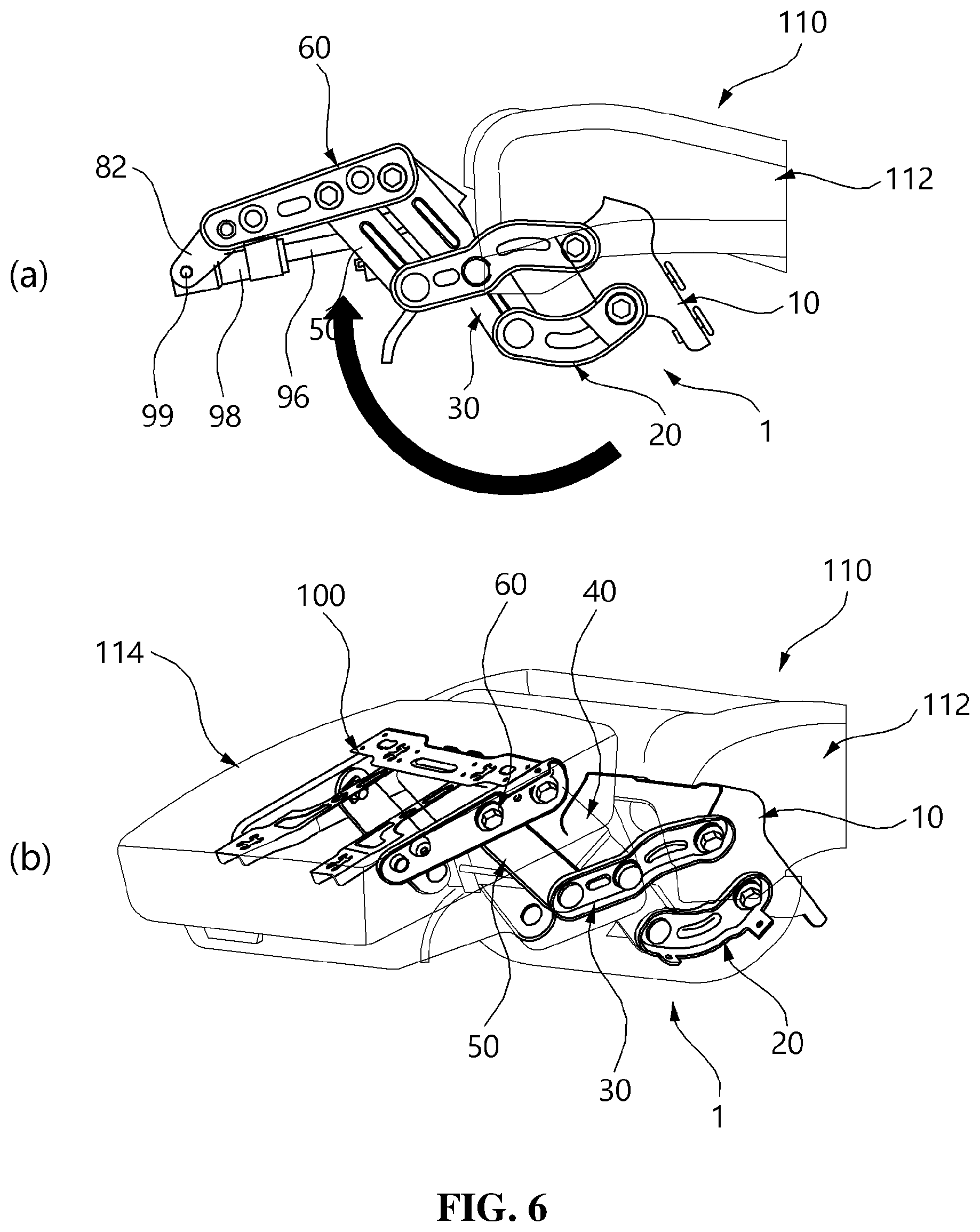 Patent US12472857 Figure 6 – Leg rest apparatus for vehicle seat