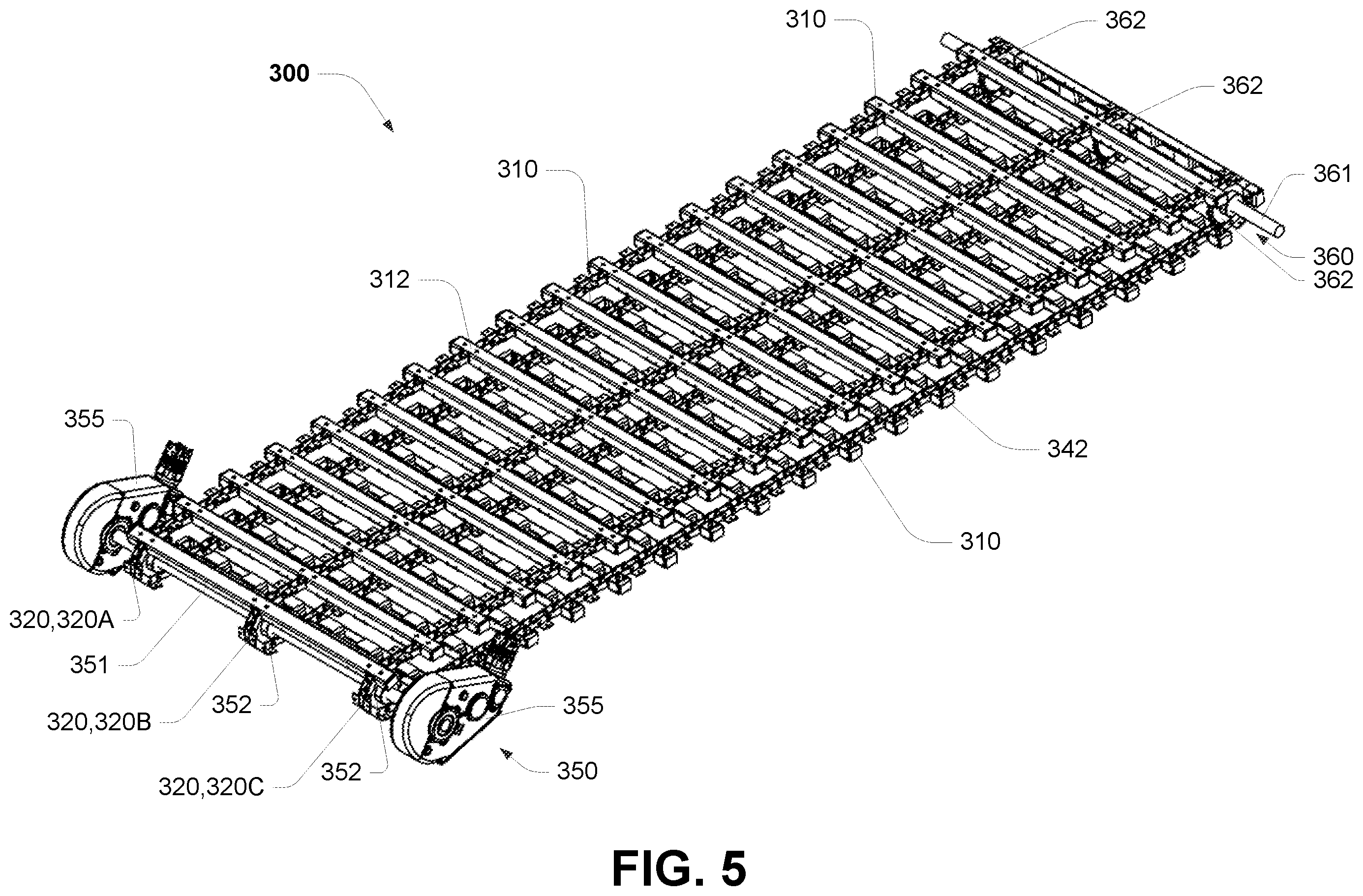 Patent US12472859 Figure 5 – Conveyor system