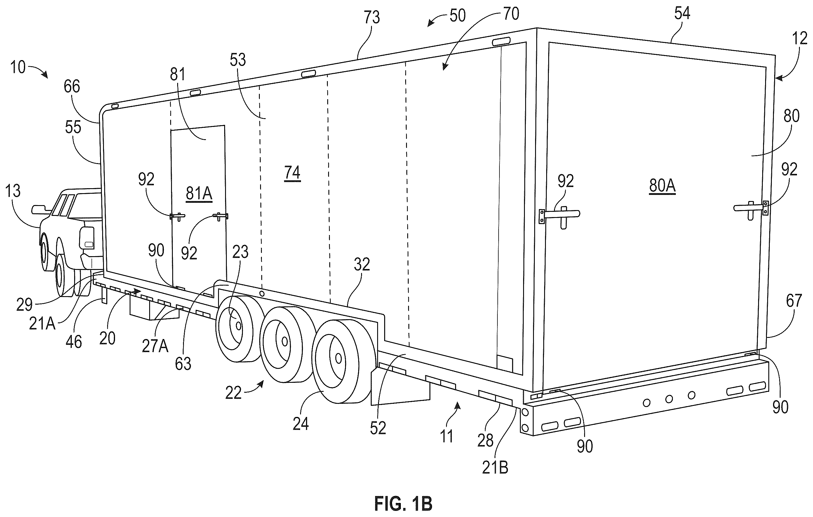 Patent US12472863 Figure 2 – Lightweight chassis and container for transportation of goods