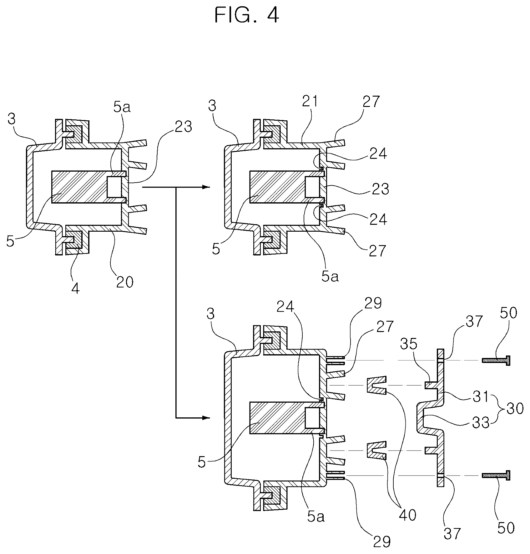 Patent US12472866 Figure 4 – Vehicle lamp with a separable multi-housing