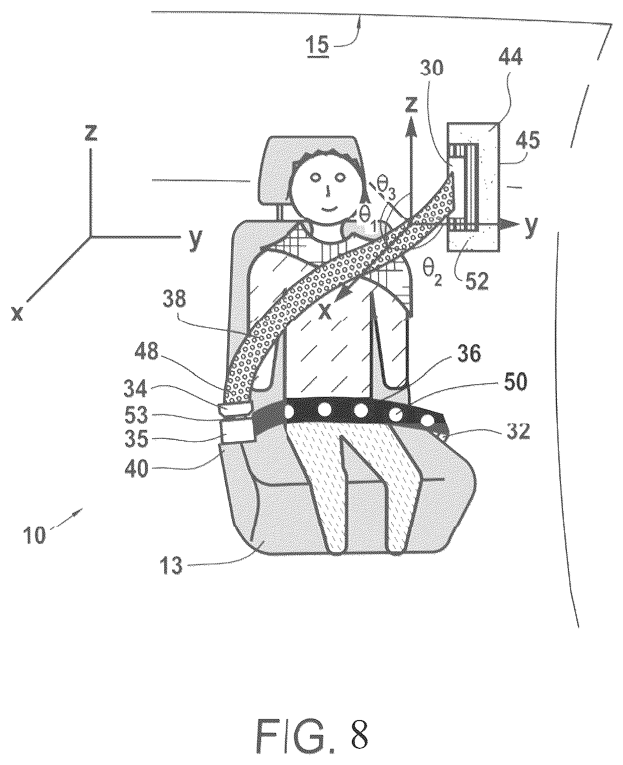 Patent US12472869 Figure 8 – Systems and methods for driver warnings upon child identification and bypass options based on gesture and posture detection
