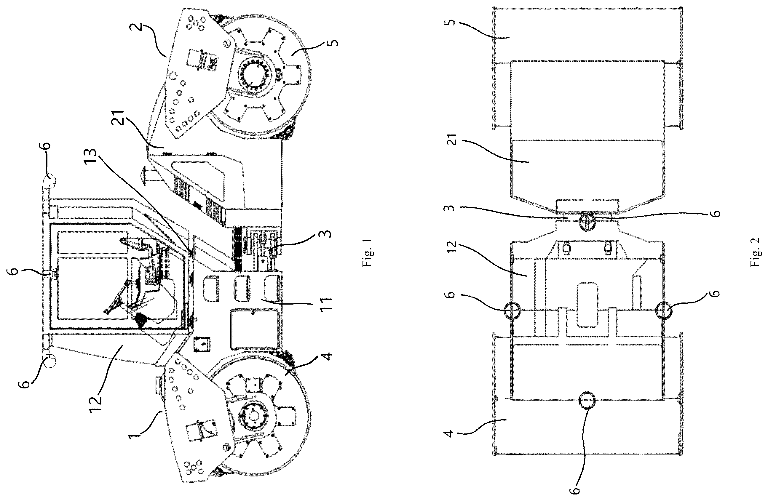 Patent US12472874 Figure 1 – Hinged engineering machinery, panoramic surround-view system and calibration method thereof