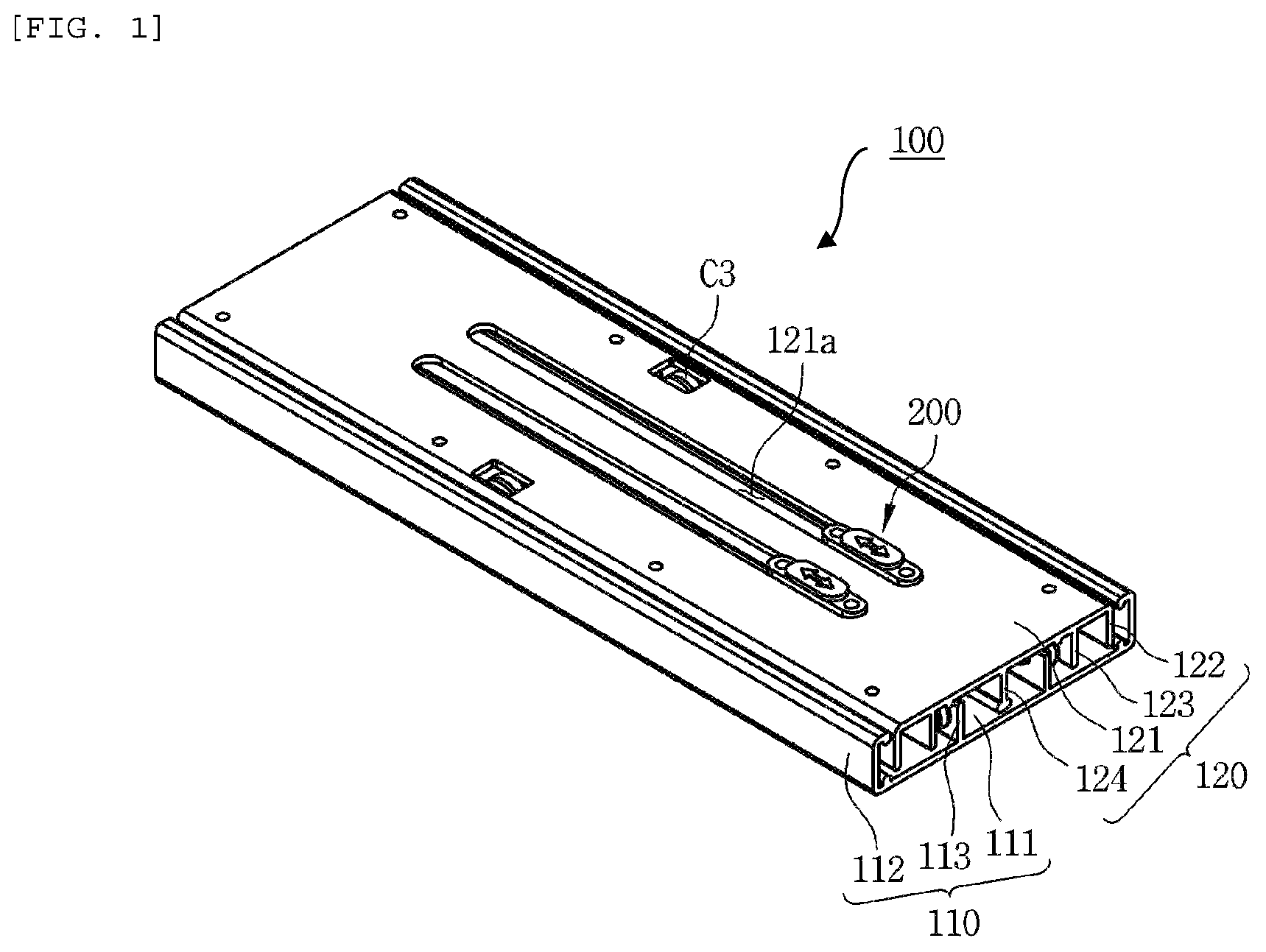 Patent US12472876 — Sliding transport apparatus of storage portion for vehicle — Figure 1