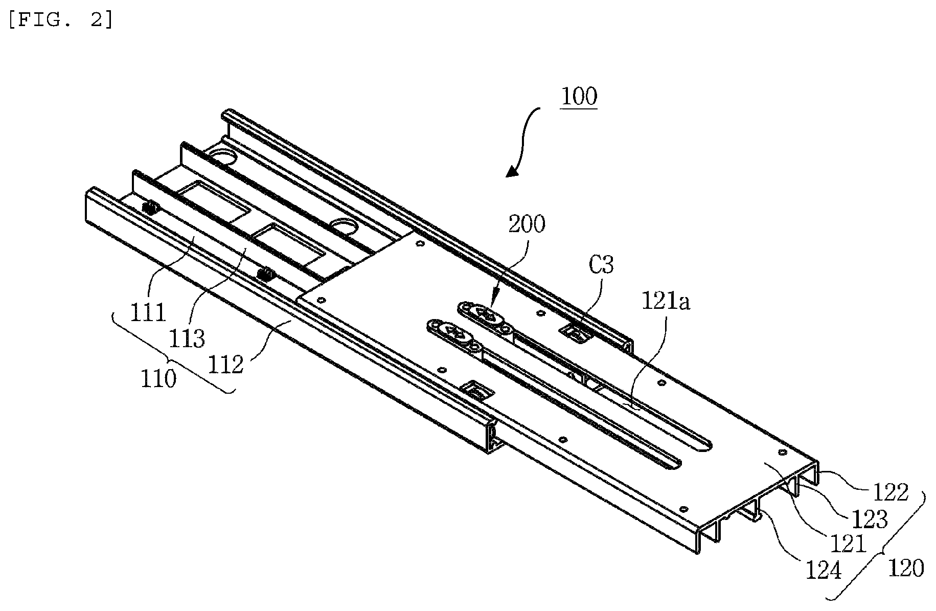 Patent US12472876 Figure 2 – Sliding transport apparatus of storage portion for vehicle