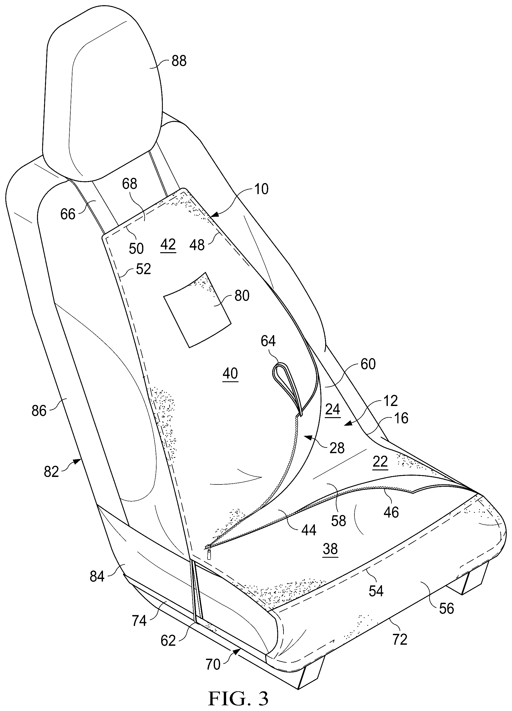 Patent US12472877 Figure 3 – Vehicle seat storage system
