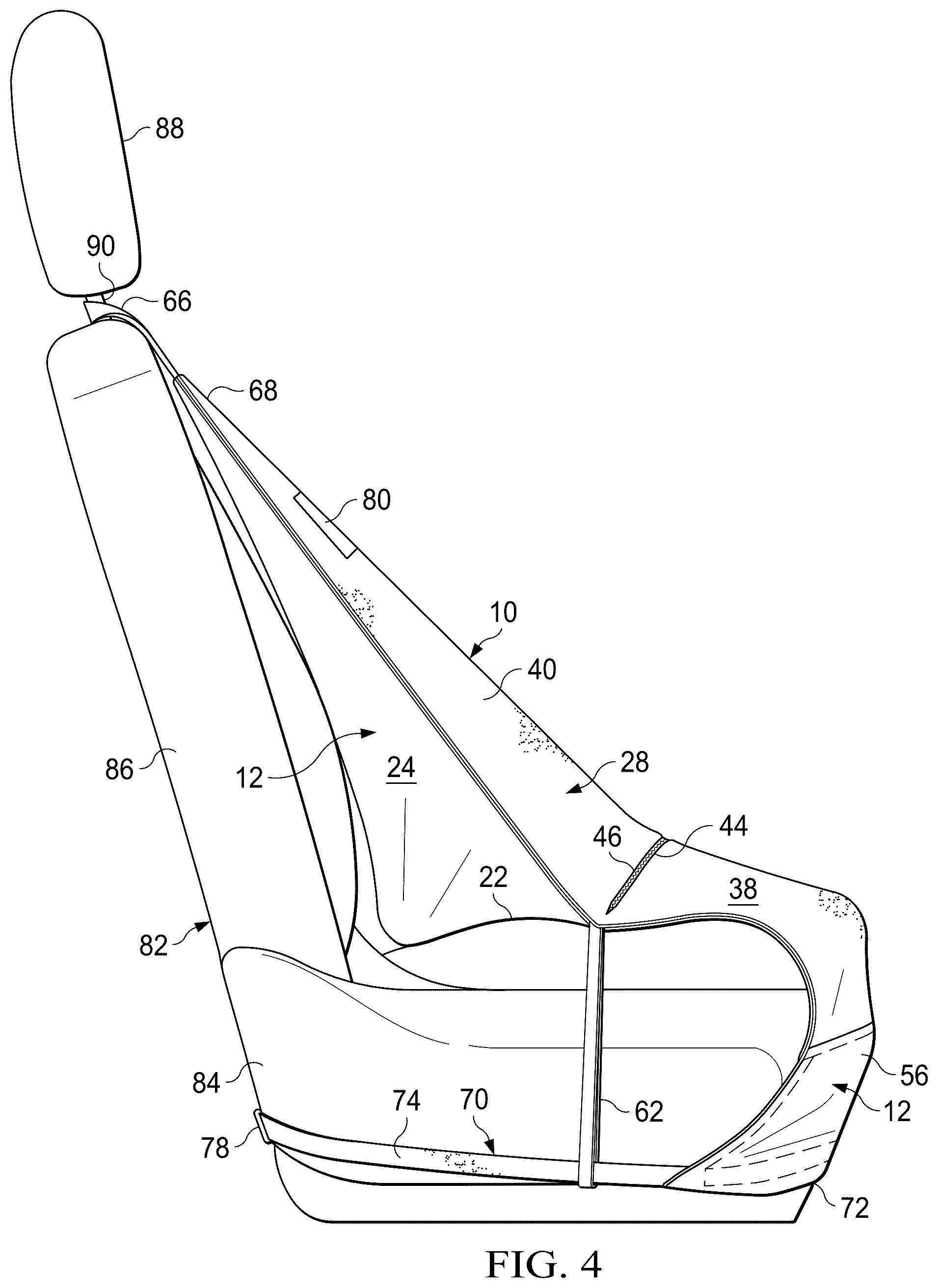 Patent US12472877 Figure 4 – Vehicle seat storage system