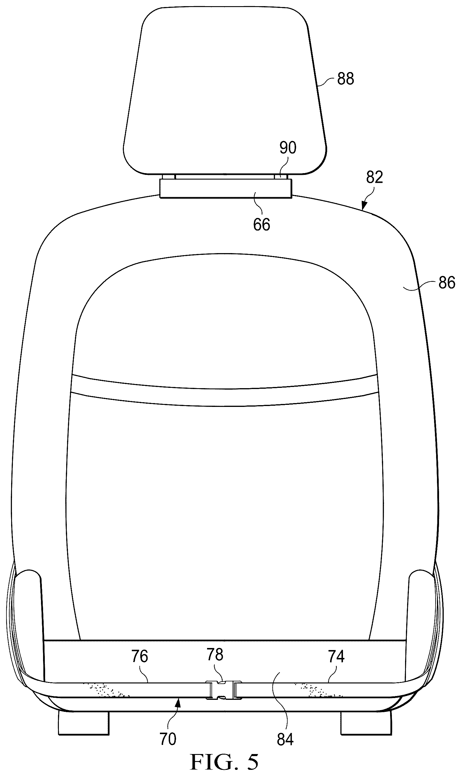 Patent US12472877 Figure 5 – Vehicle seat storage system
