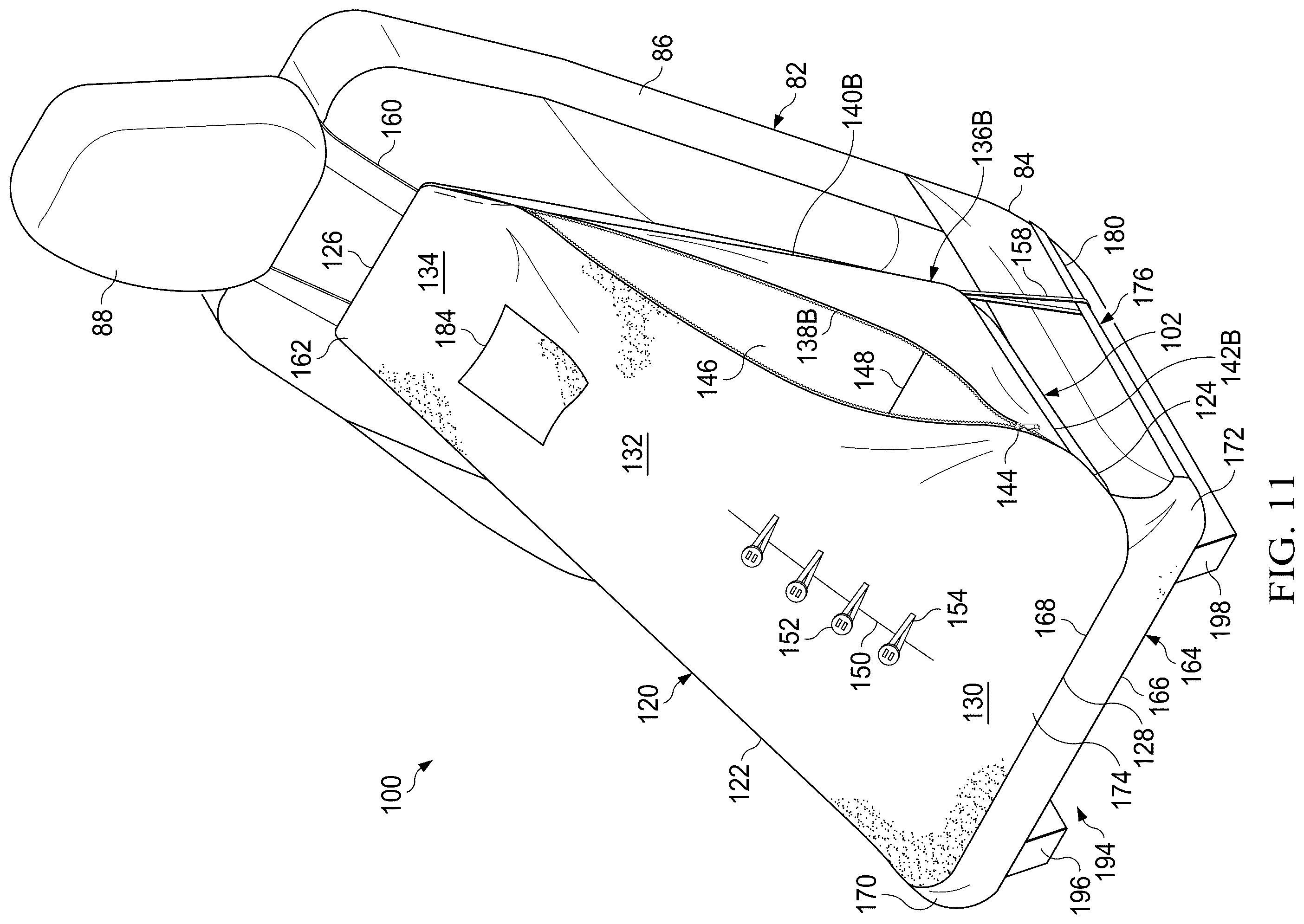 Patent US12472877 Figure 11 – Vehicle seat storage system