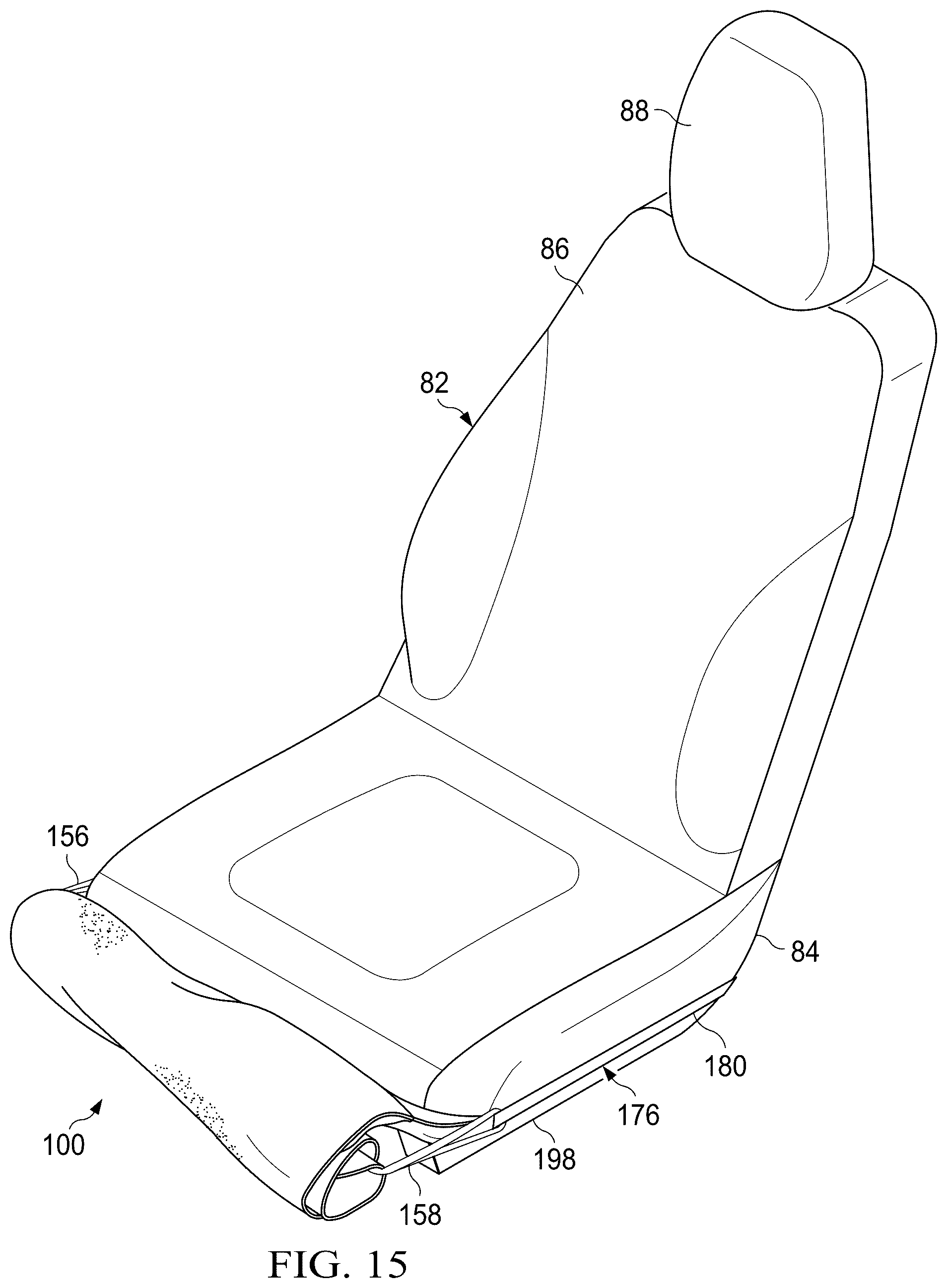 Patent US12472877 Figure 15 – Vehicle seat storage system