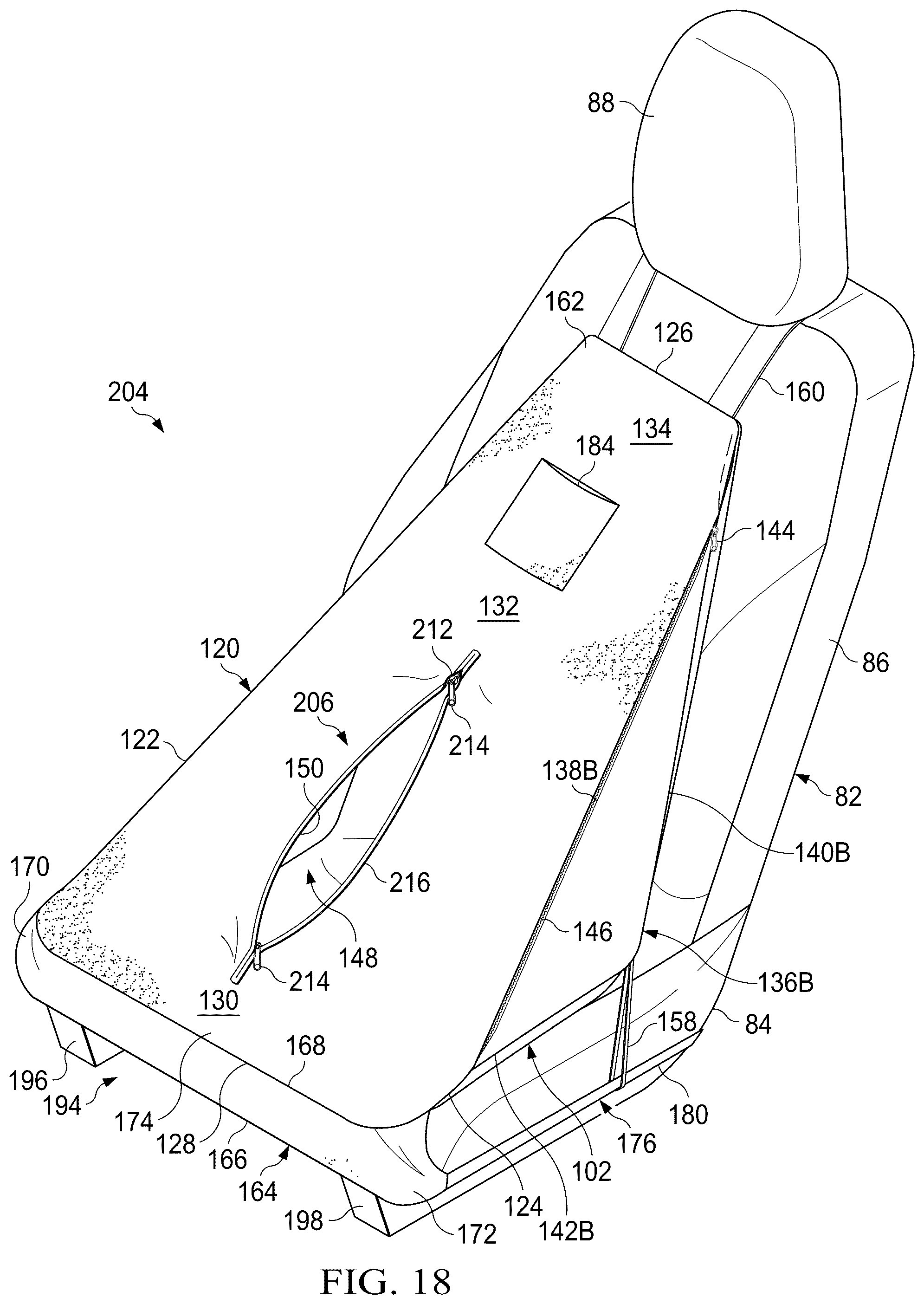 Patent US12472877 Figure 18 – Vehicle seat storage system
