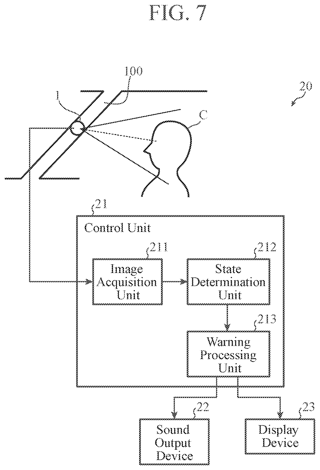 Patent US12472882 Figure 6 – Camera unit and occupant monitoring system