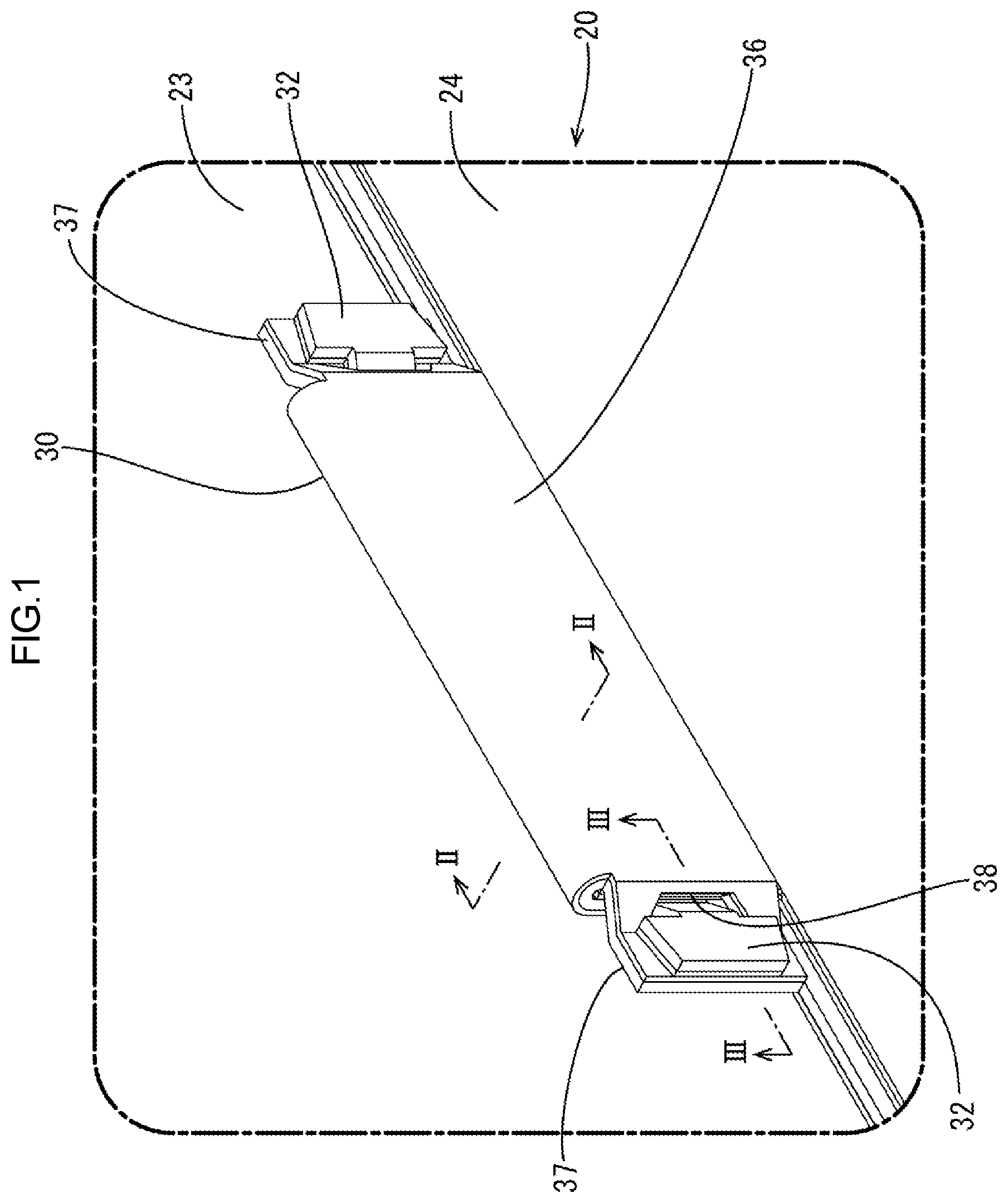 Patent US12472884 Figure 1 – Silencer covering protrusion of panel with fitting portion and stopper portion fitted each other