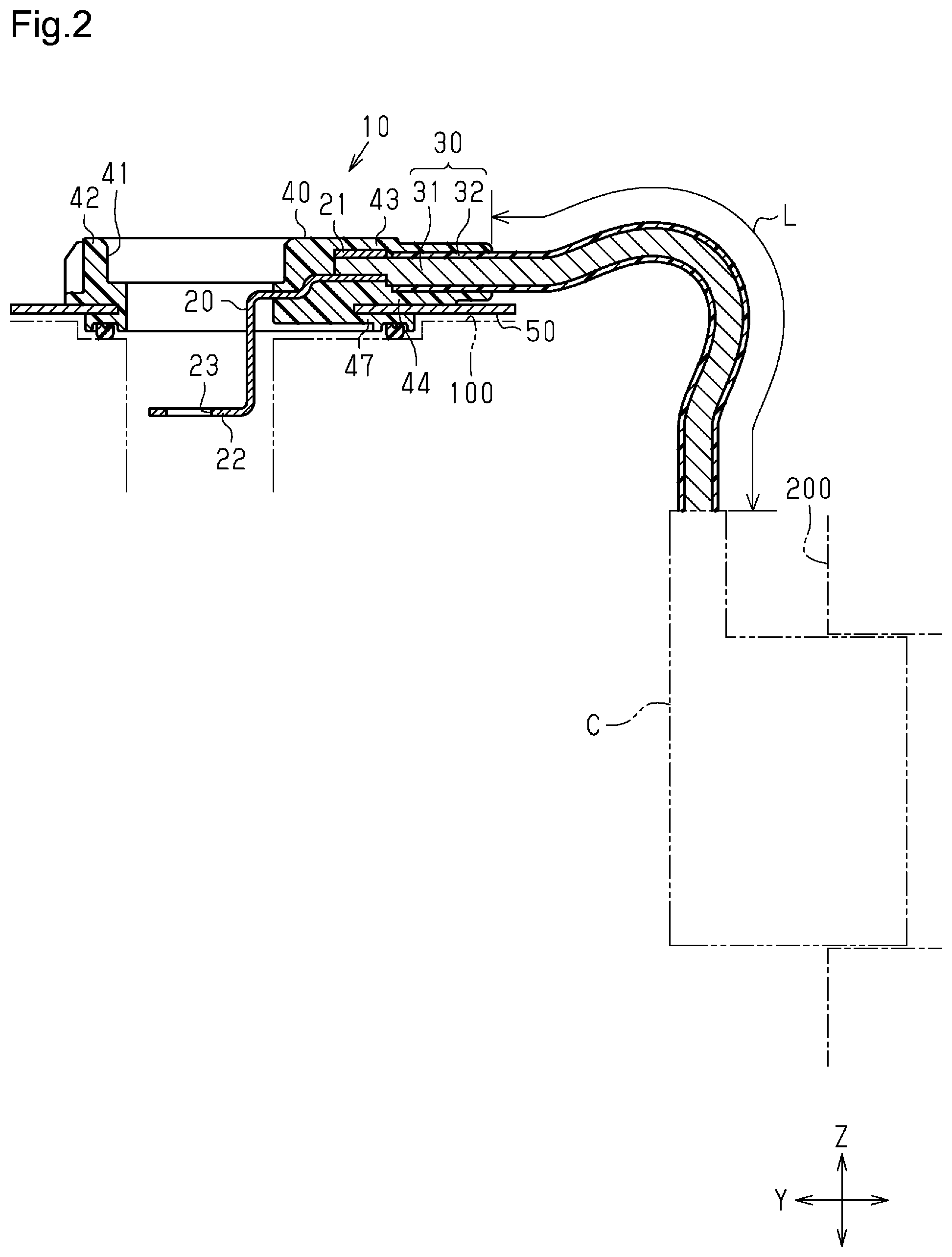 Patent US12472887 Figure 2 – Wire harness
