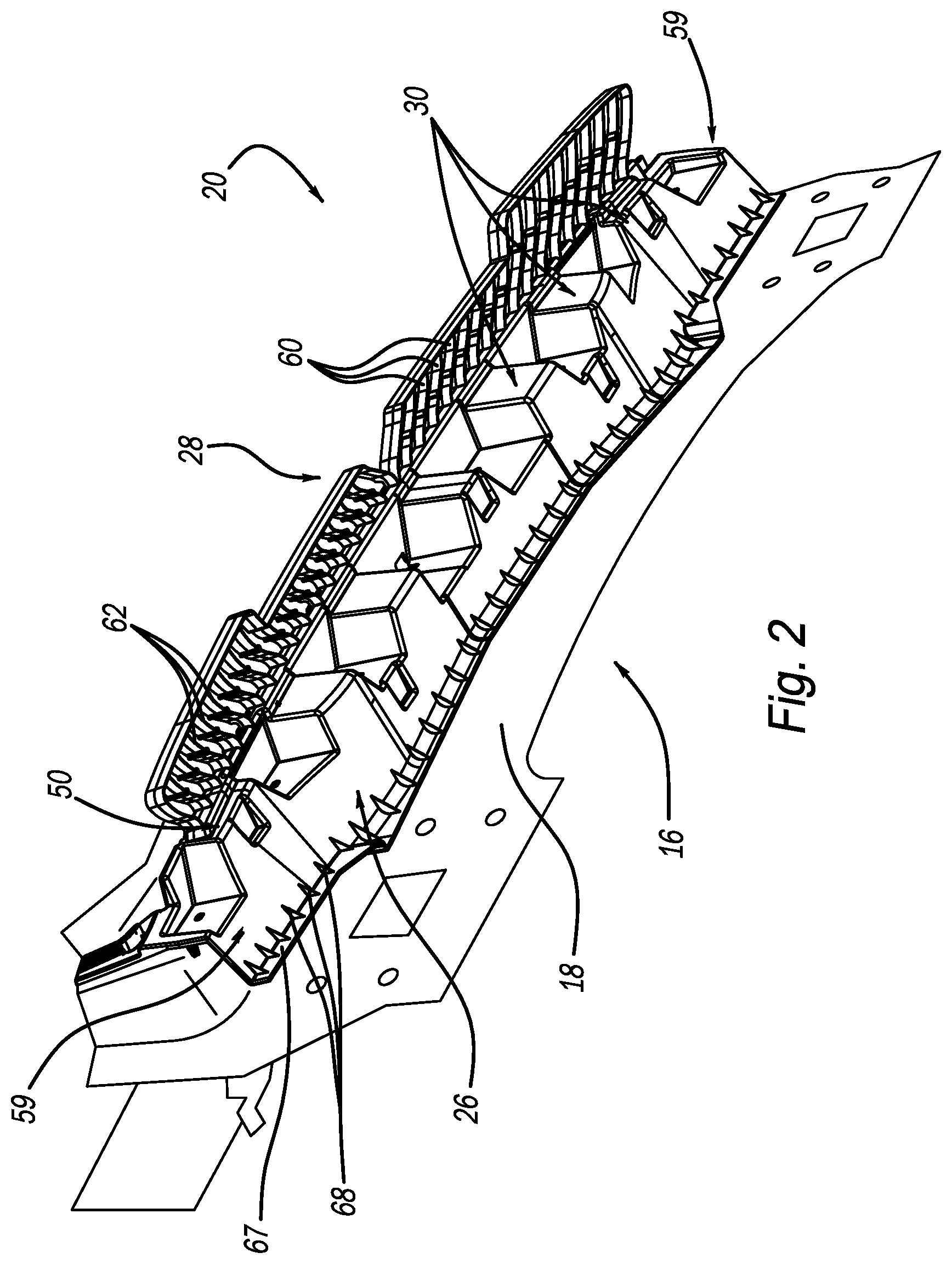 Patent US12472895 Figure 2 – Energy absorbing reinforcement structure for a vehicle