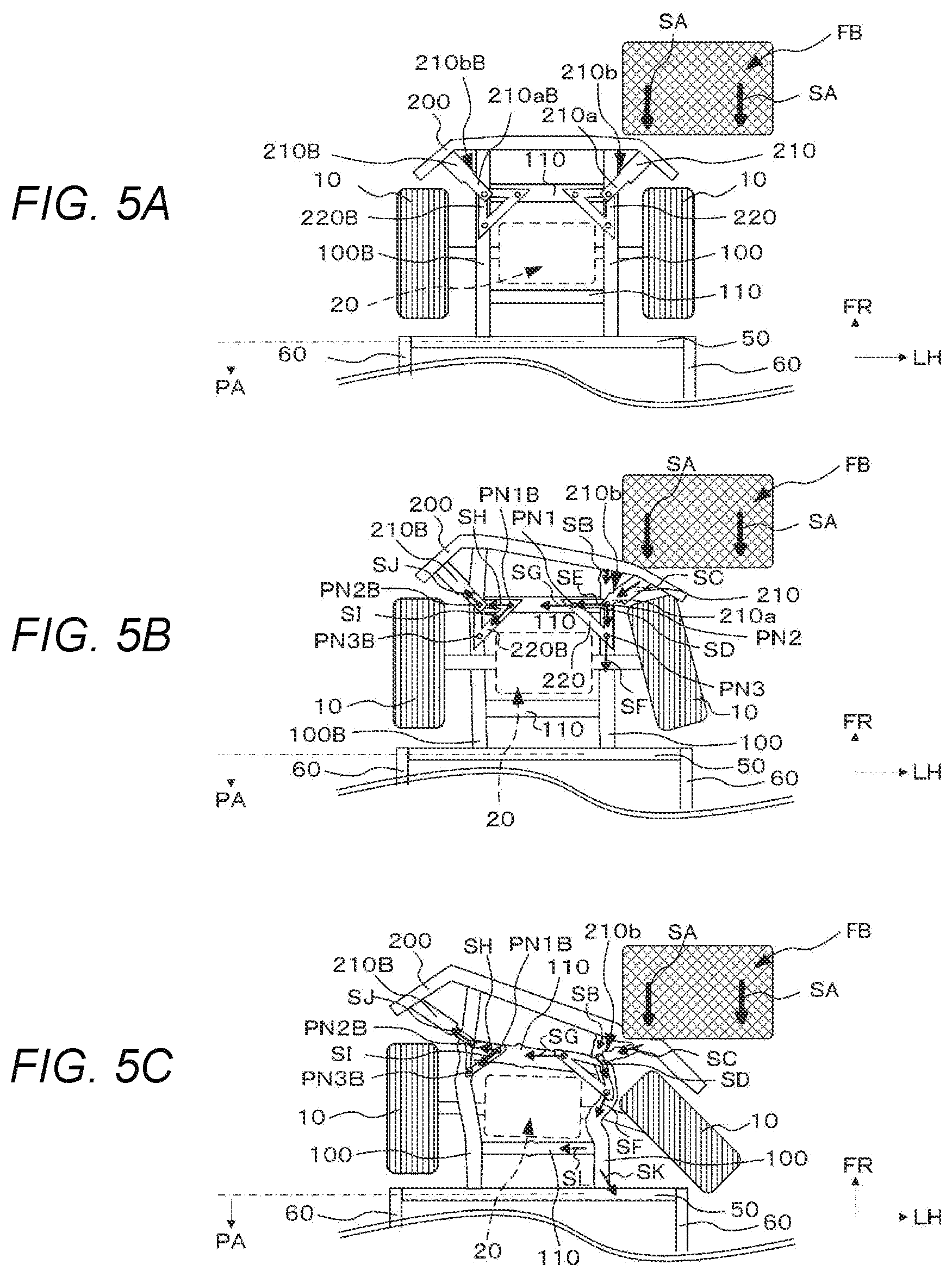 Patent US12472897 Figure 5 – Vehicle body front structure