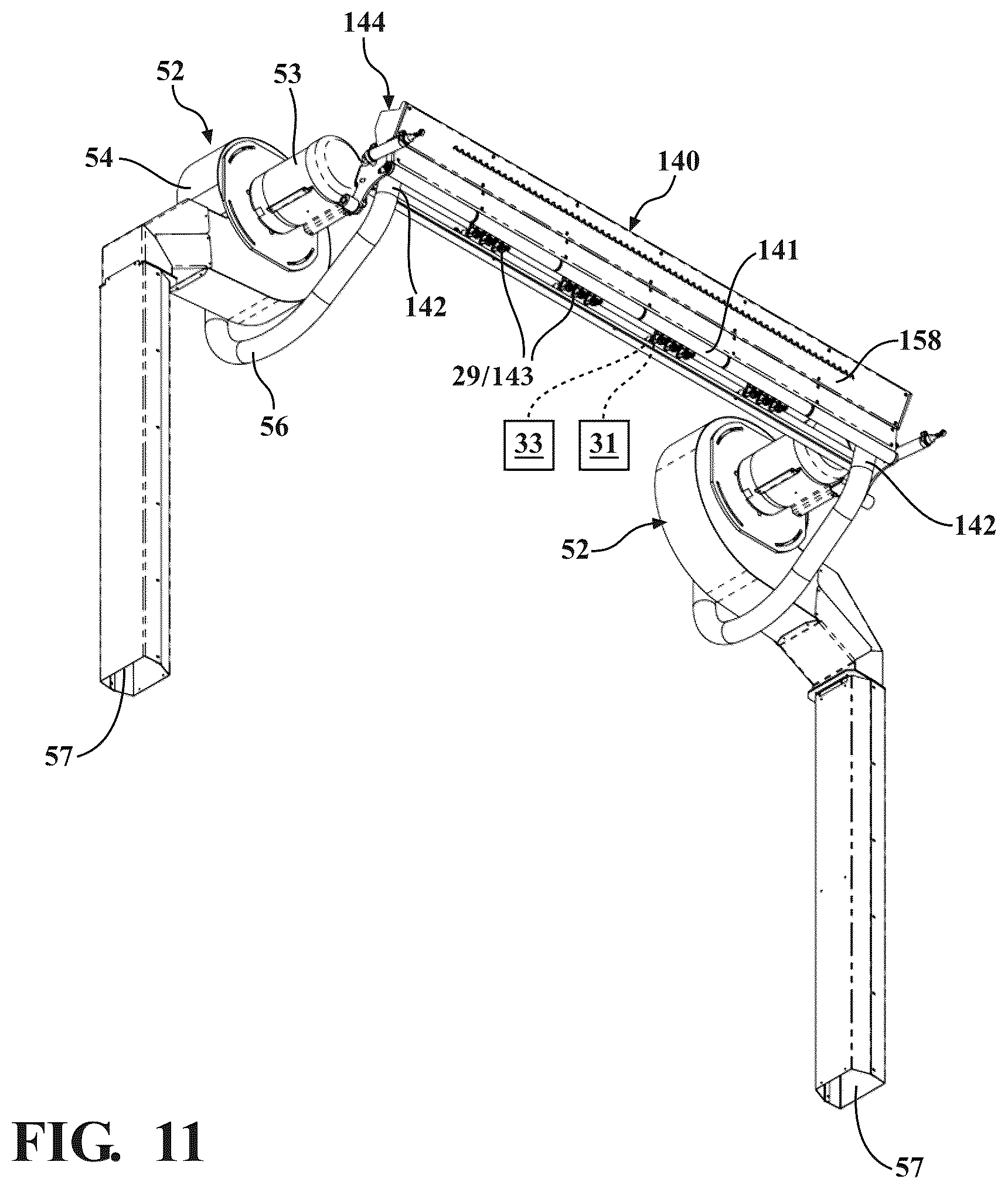 Patent US12472908 Figure 11 – Vehicle wash system having dryer media devices and an air moving assembly for removing excess moisture from the dryer media devices