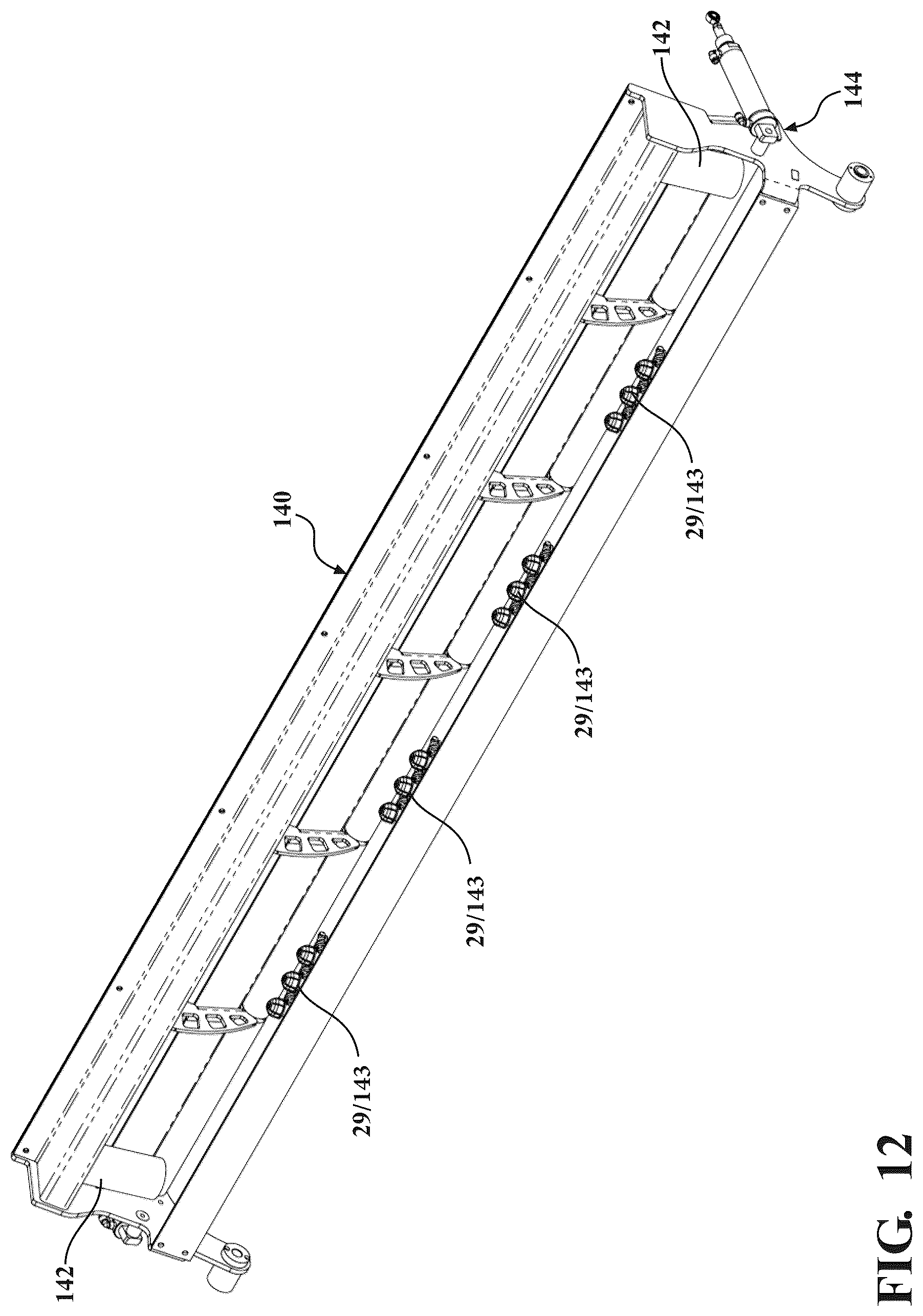 Patent US12472908 Figure 12 – Vehicle wash system having dryer media devices and an air moving assembly for removing excess moisture from the dryer media devices