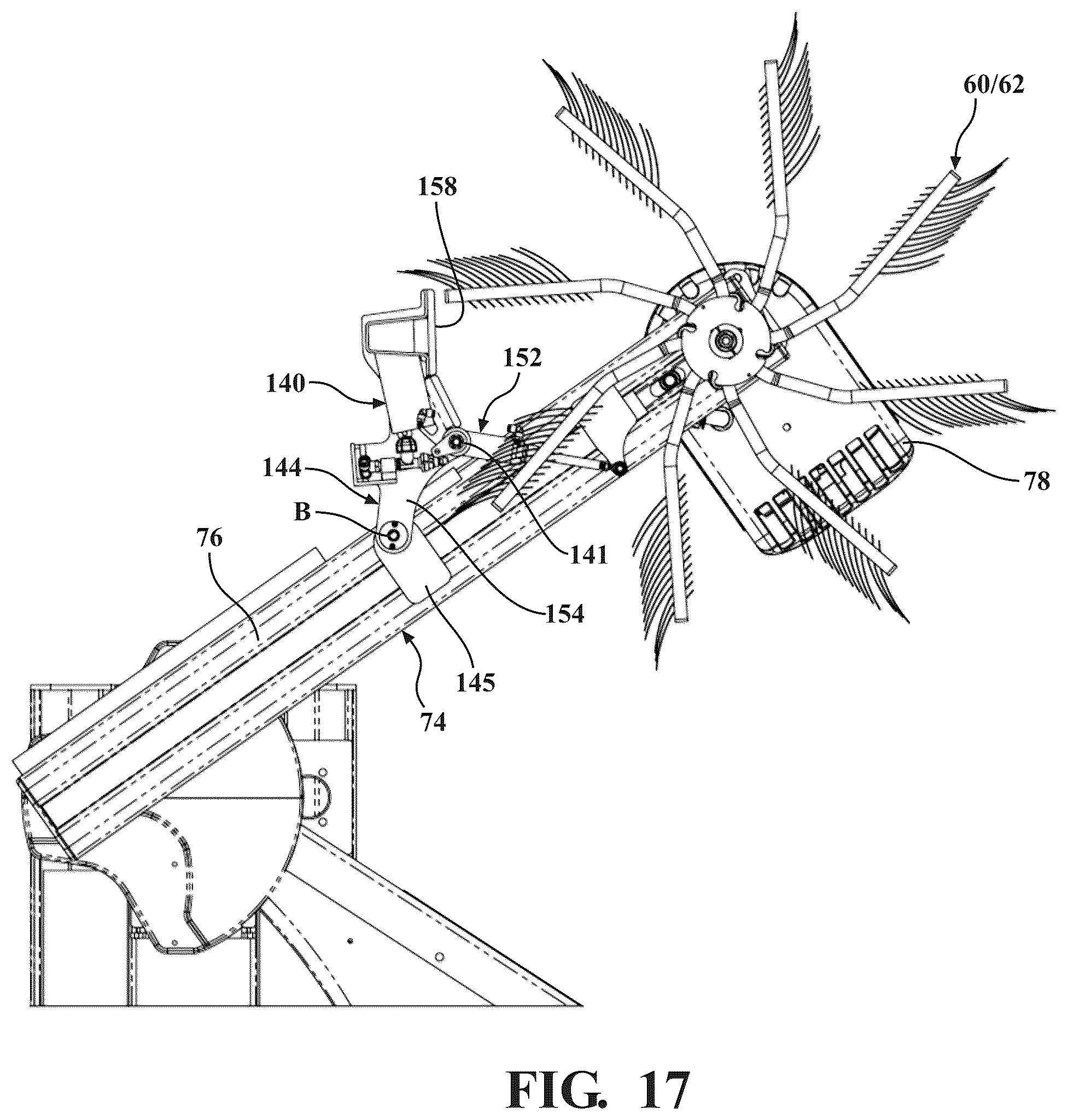 Patent US12472908 Figure 17 – Vehicle wash system having dryer media devices and an air moving assembly for removing excess moisture from the dryer media devices