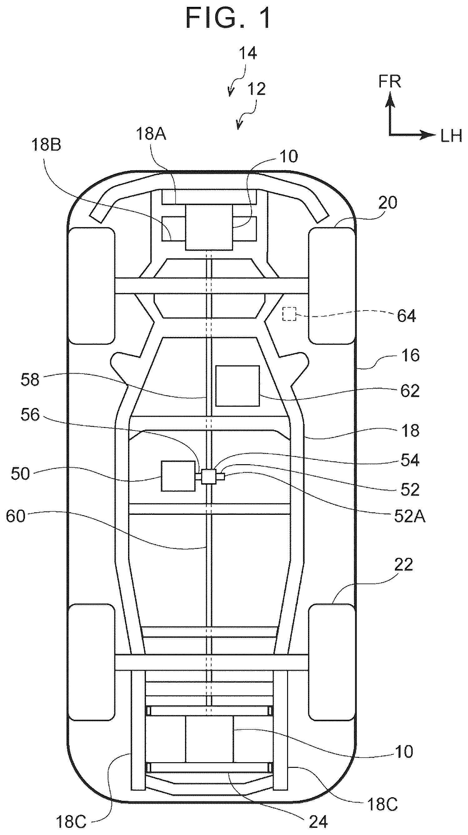 Patent US12472909 Figure 1 – Jack, vehicle, and jack-up system