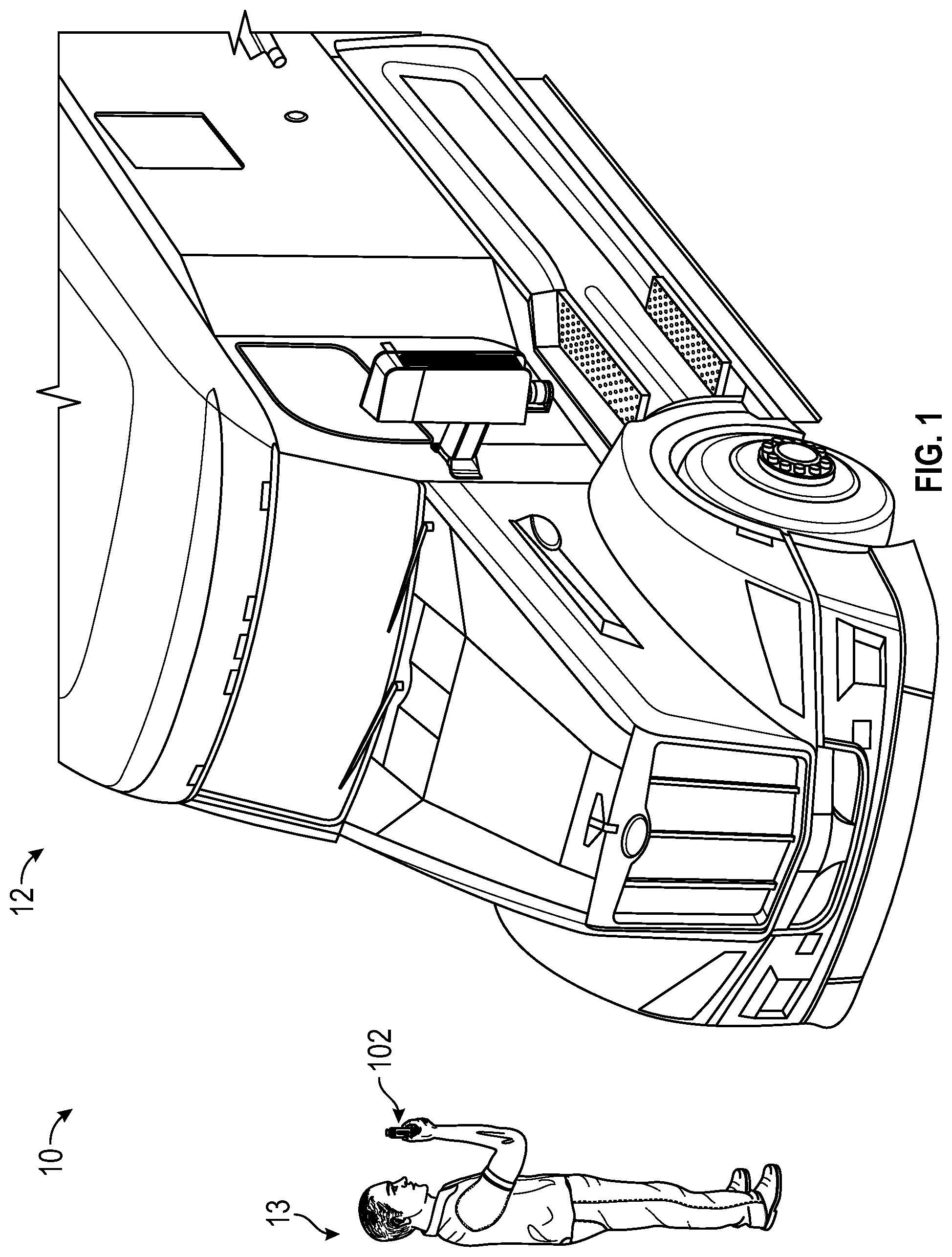 Patent US12472912 Figure 1 – Remote stop system for a vehicle