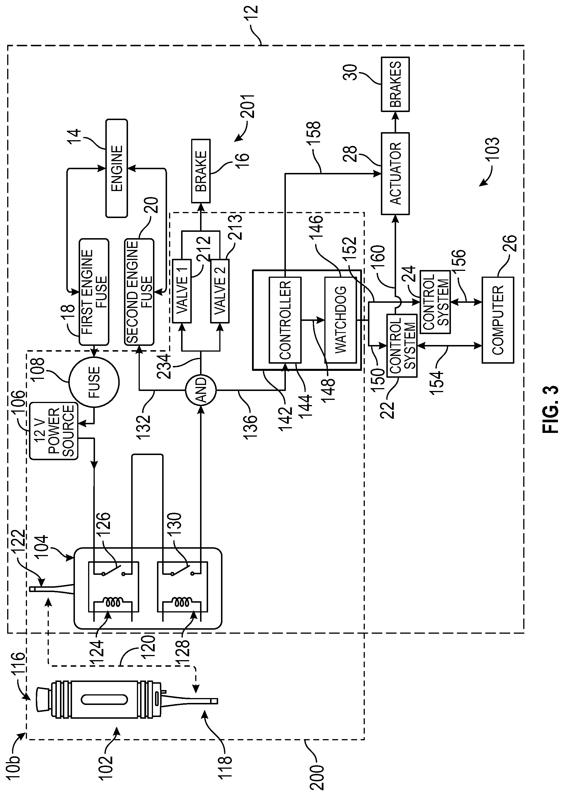 Patent US12472912 Figure 3 – Remote stop system for a vehicle