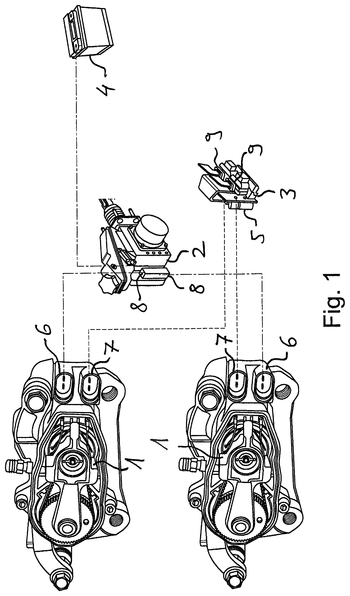 Patent US12472918 Figure 1 – Brake system