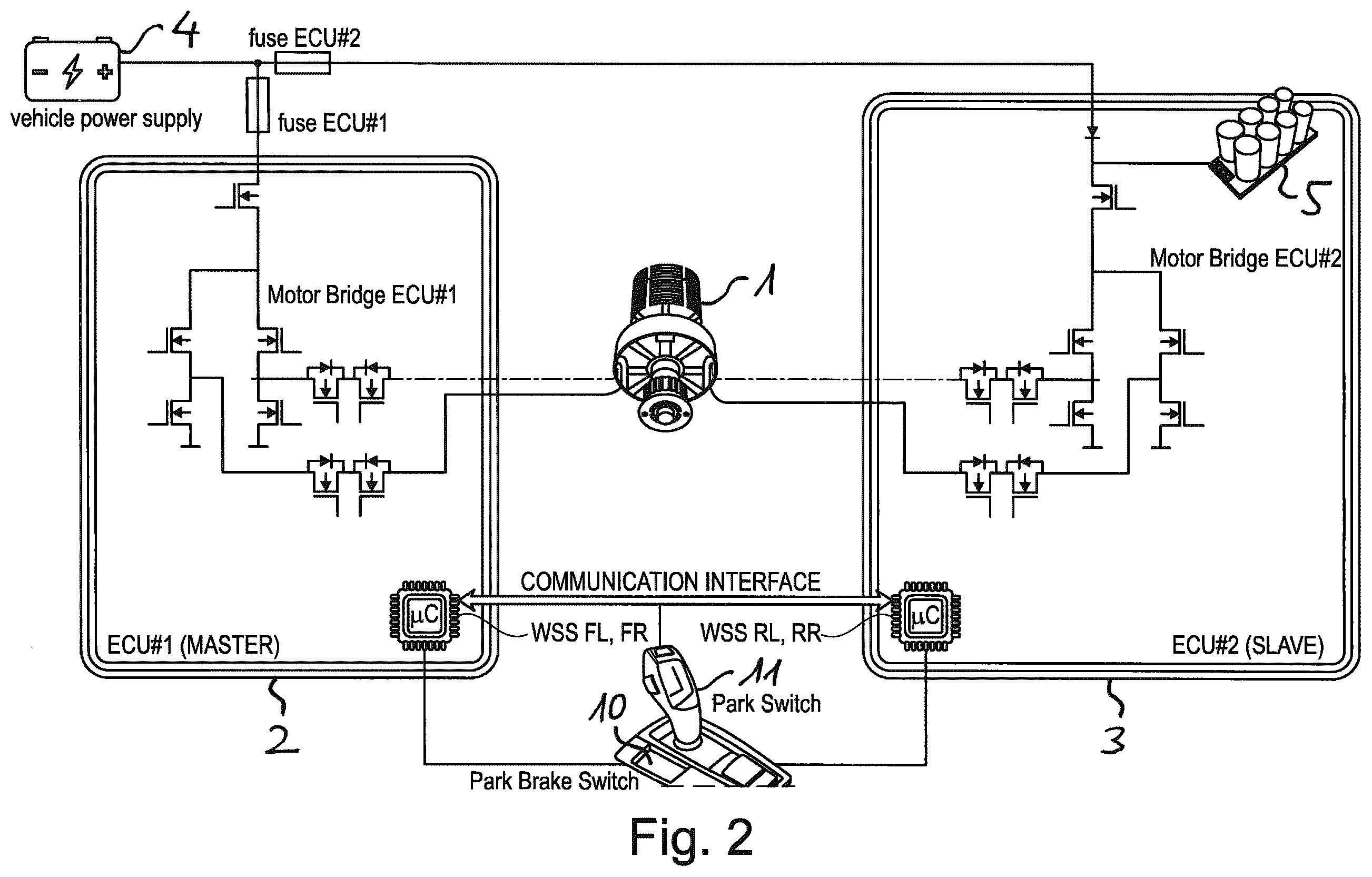 Patent US12472918 Figure 2 – Brake system