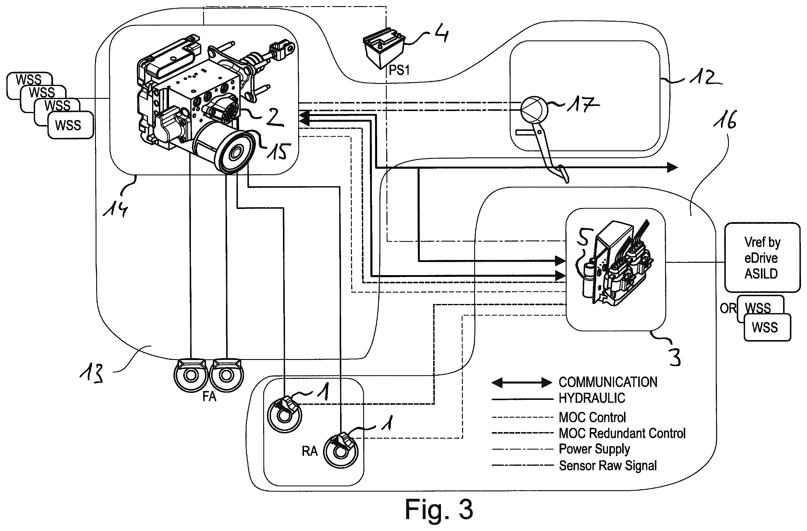 Patent US12472918 Figure 3 – Brake system