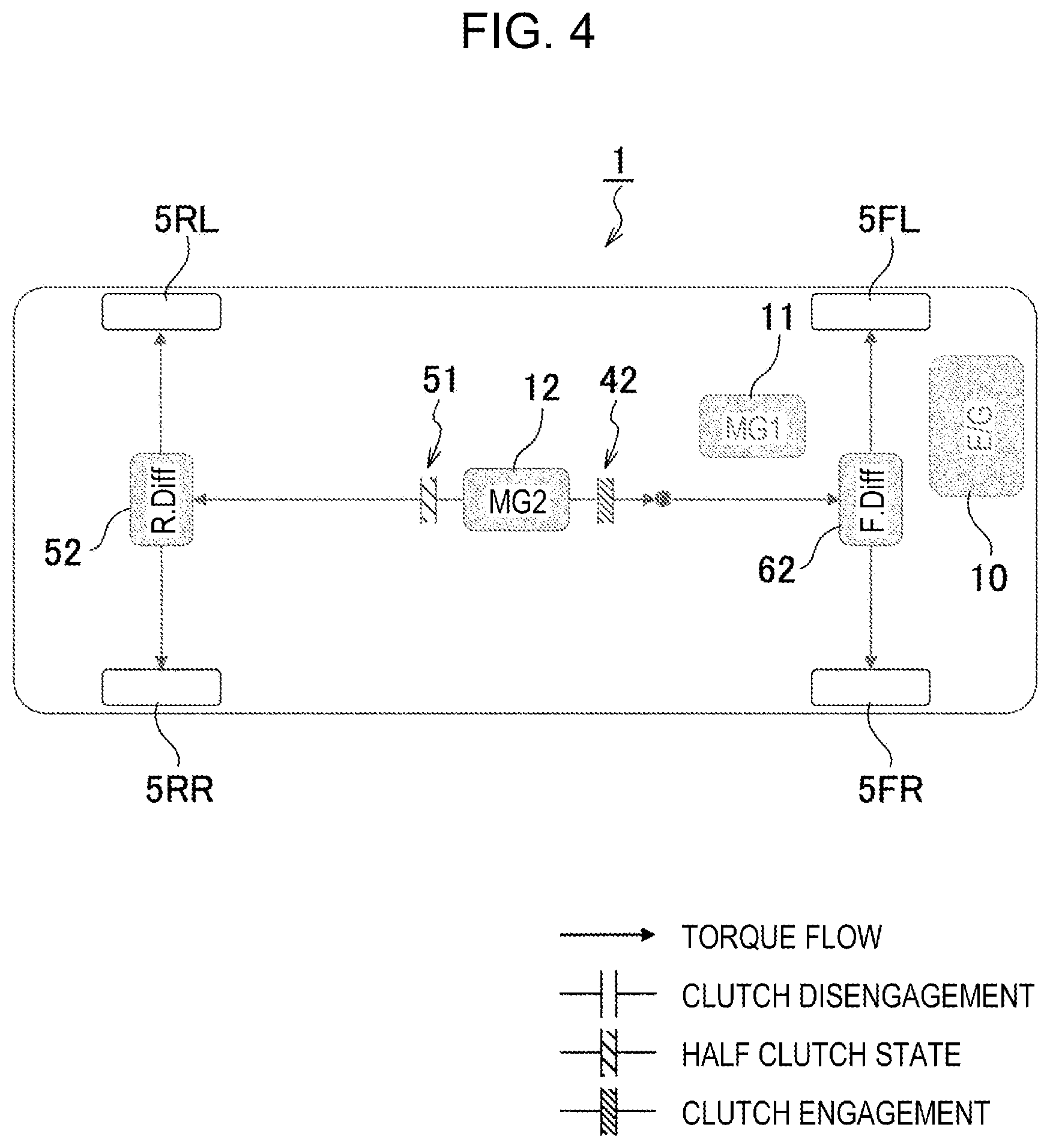 Patent US12472923 Figure 4 – Hybrid all-wheel-drive vehicle