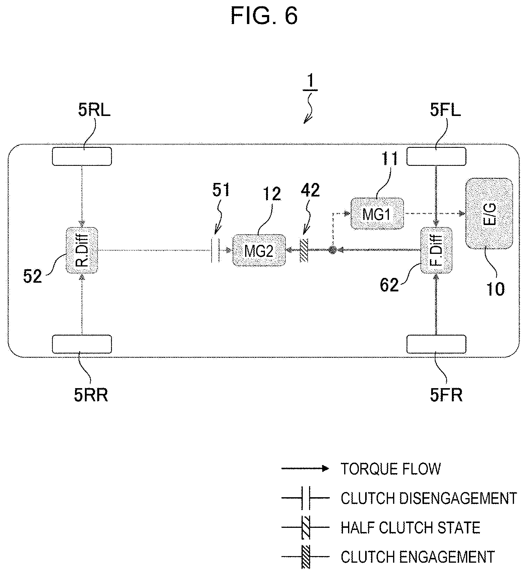 Patent US12472923 Figure 6 – Hybrid all-wheel-drive vehicle
