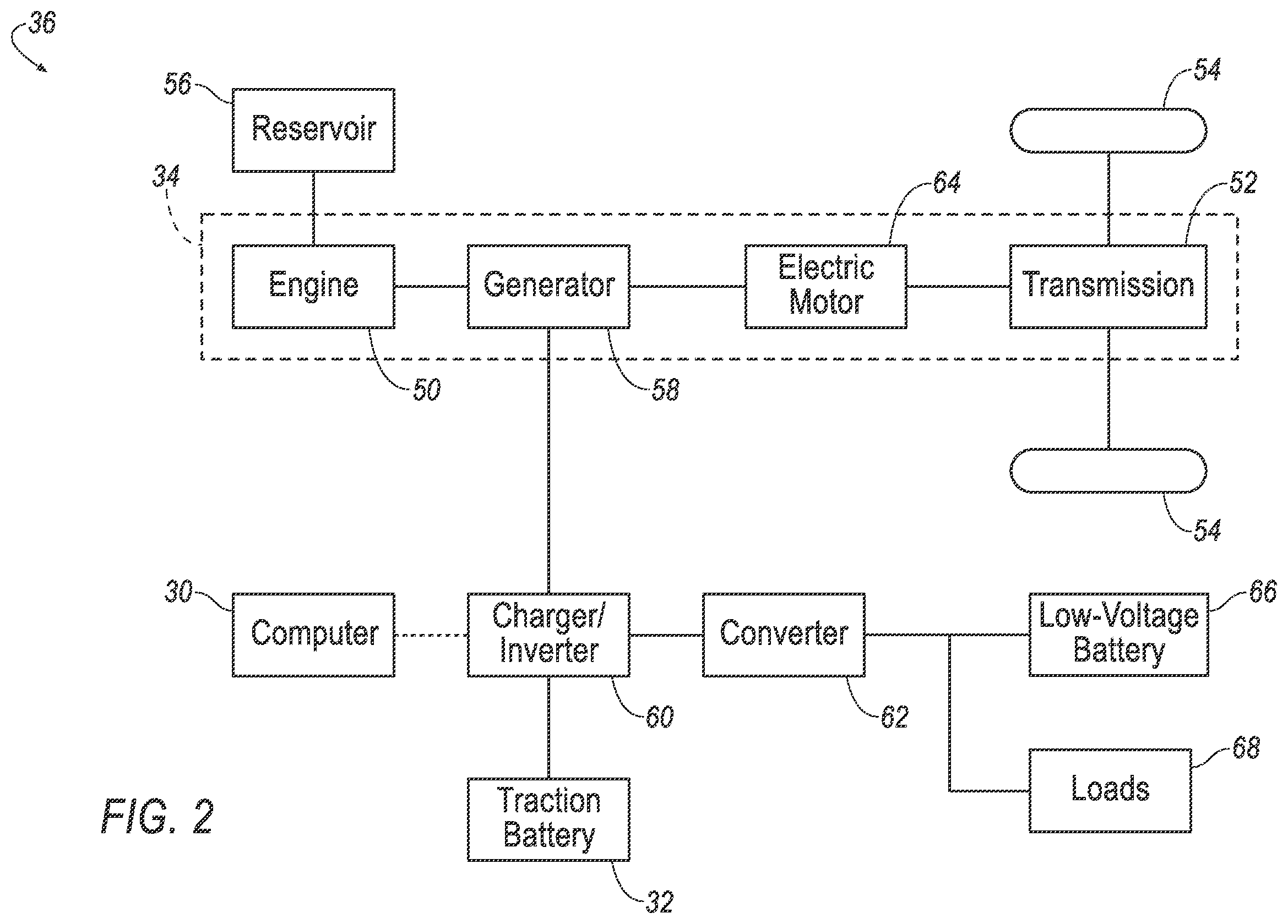 Patent US12472925 Figure 2 – Traction-battery control in hybrid powertrain