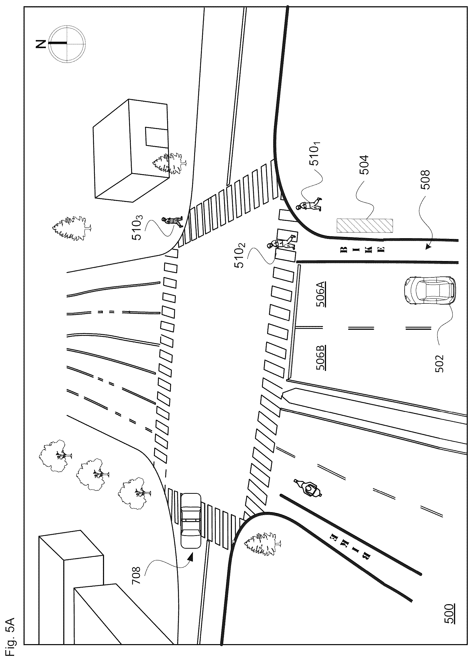 Patent US12472987 Figure 11 – Pick-up and drop-off signals for managing double parking obstruction
