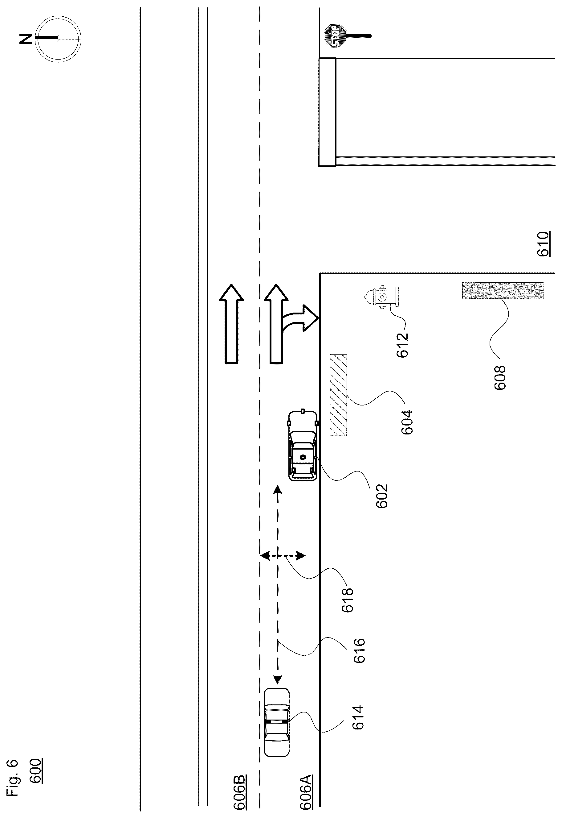Patent US12472987 Figure 13 – Pick-up and drop-off signals for managing double parking obstruction