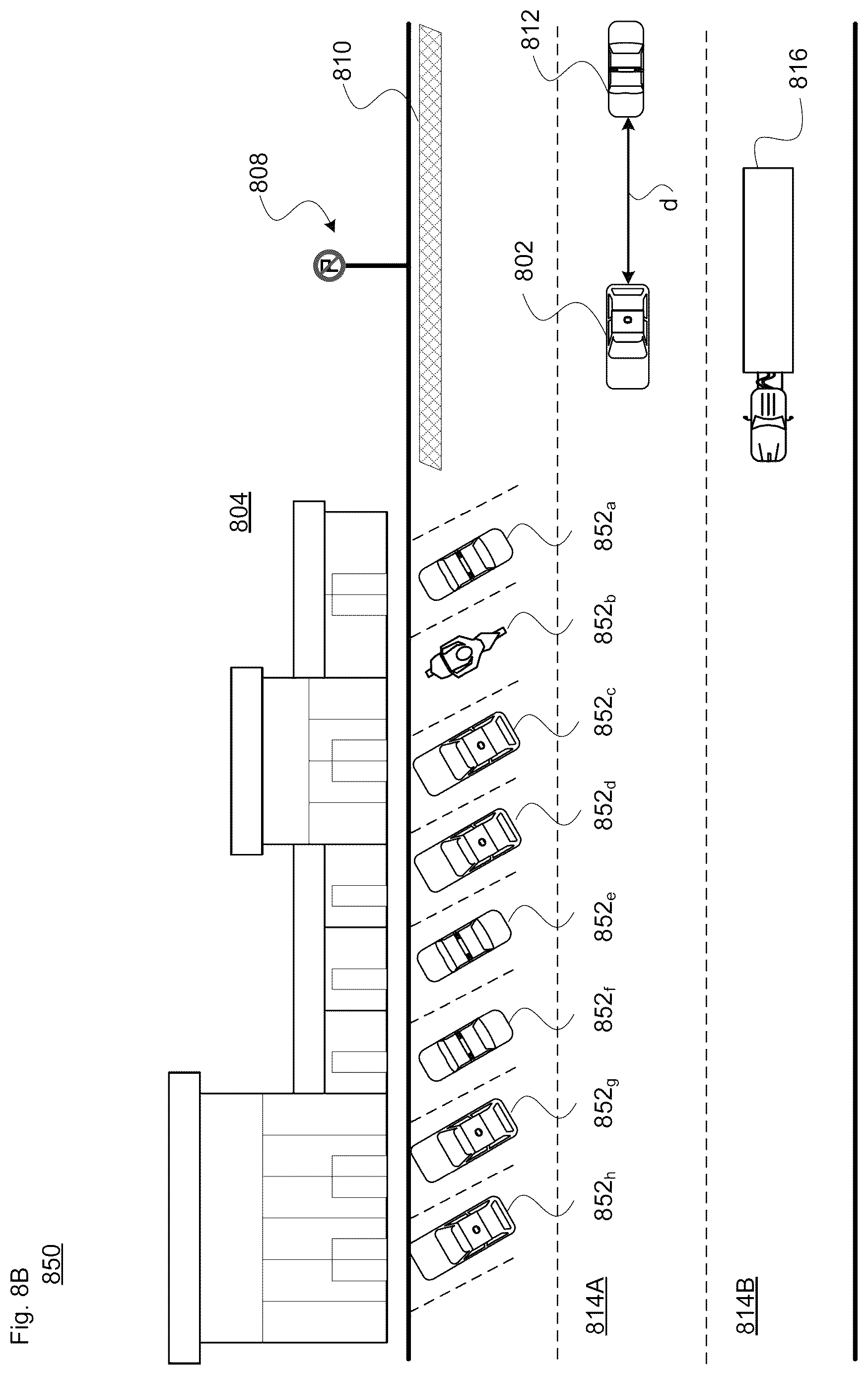 Patent US12472987 Figure 16 – Pick-up and drop-off signals for managing double parking obstruction