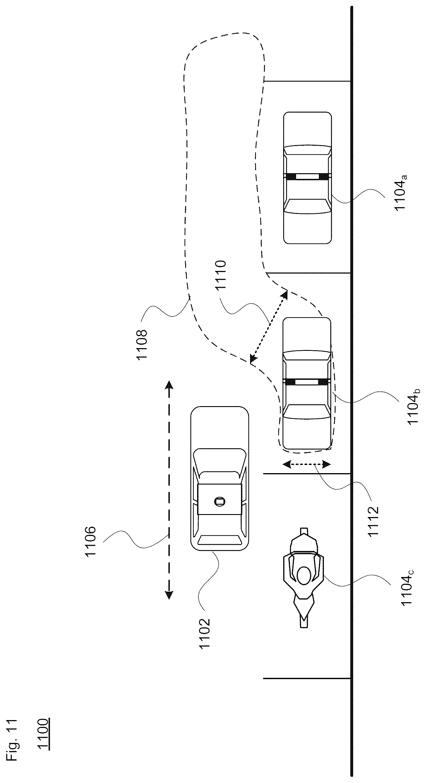 Patent US12472987 Figure 19 – Pick-up and drop-off signals for managing double parking obstruction